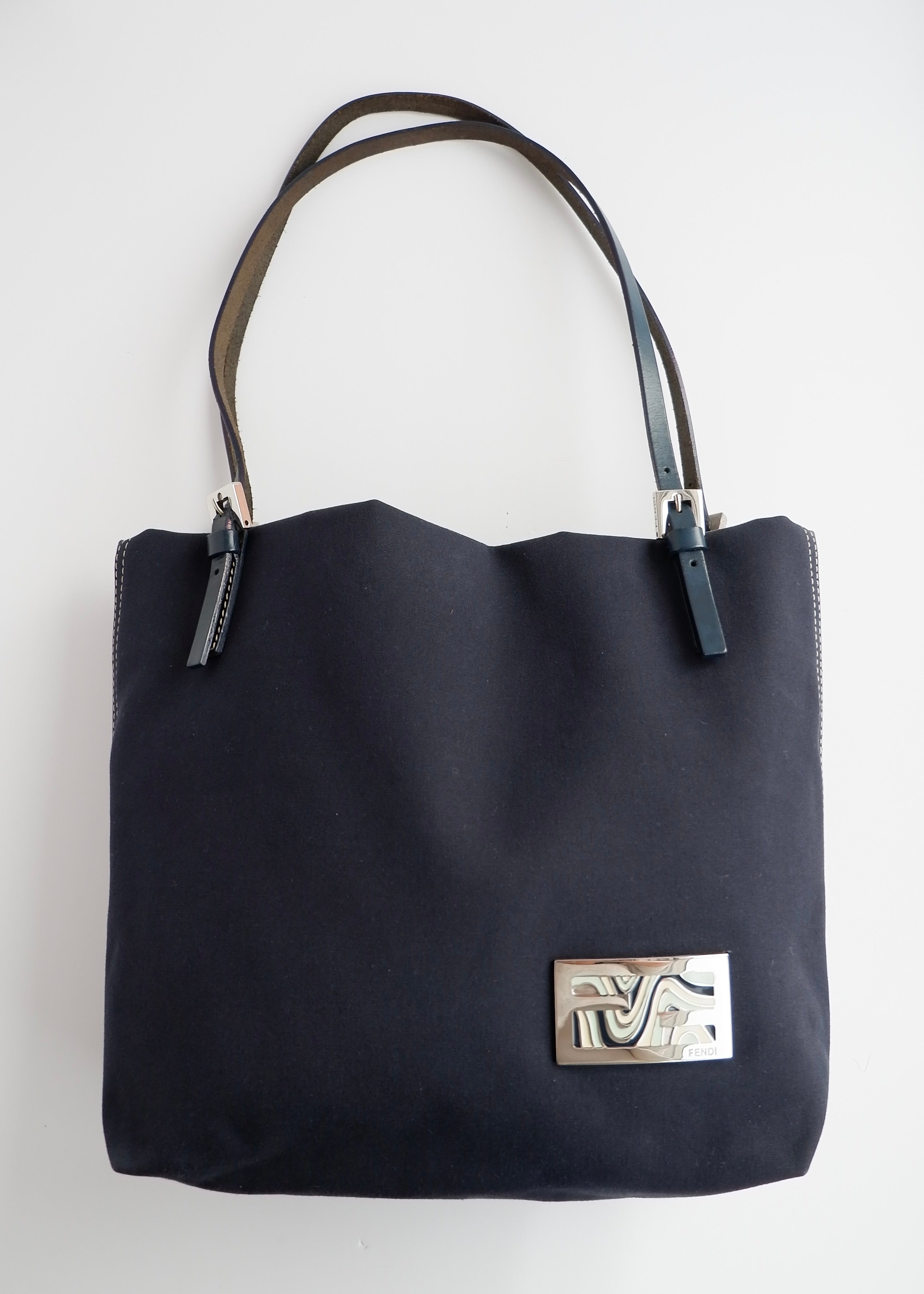 Authentic Preowned Fendi Navy Canvas FF Logo Tote Bag