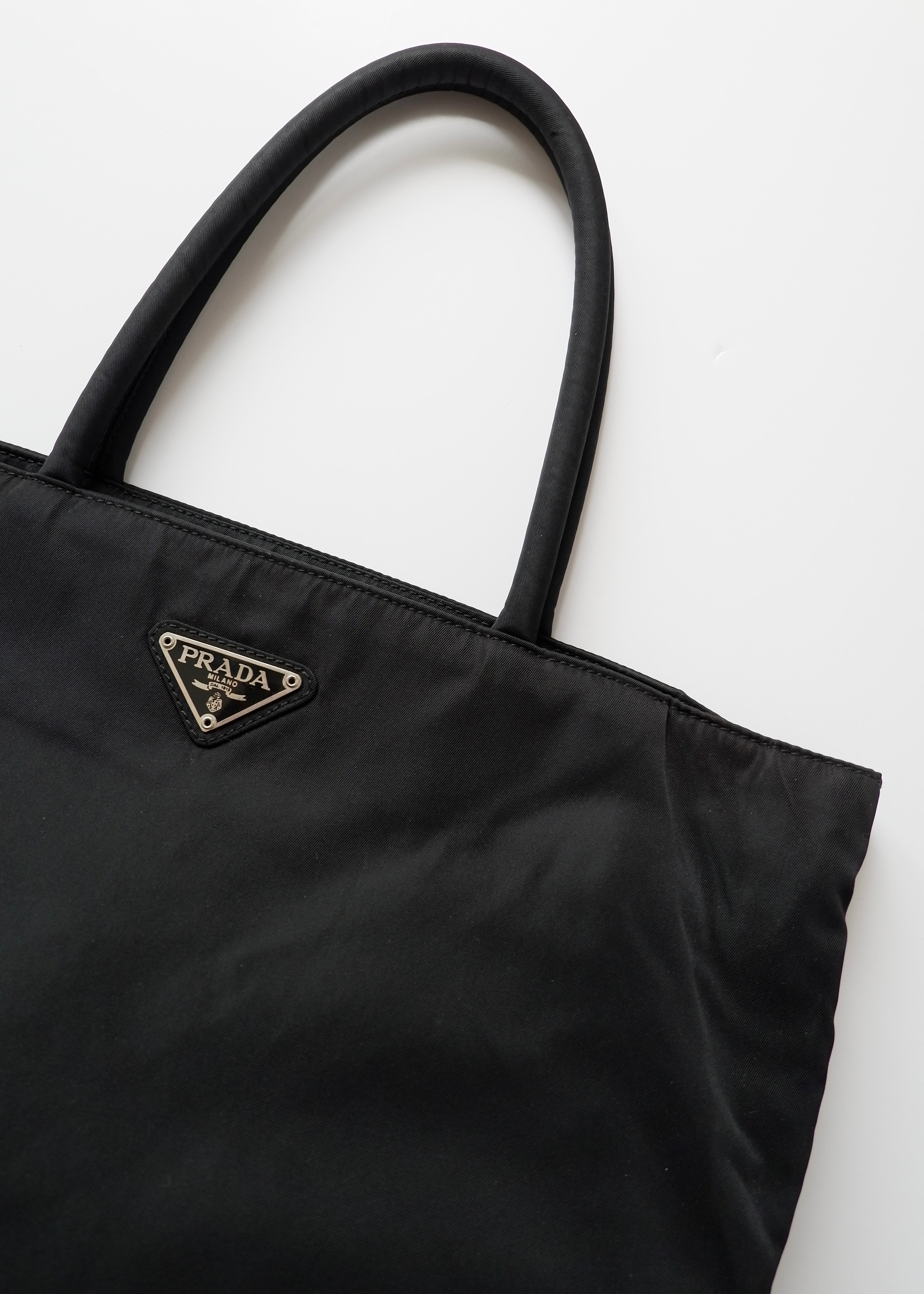 Authentic Prewned Prada Black Nylon Top Handle Handbag