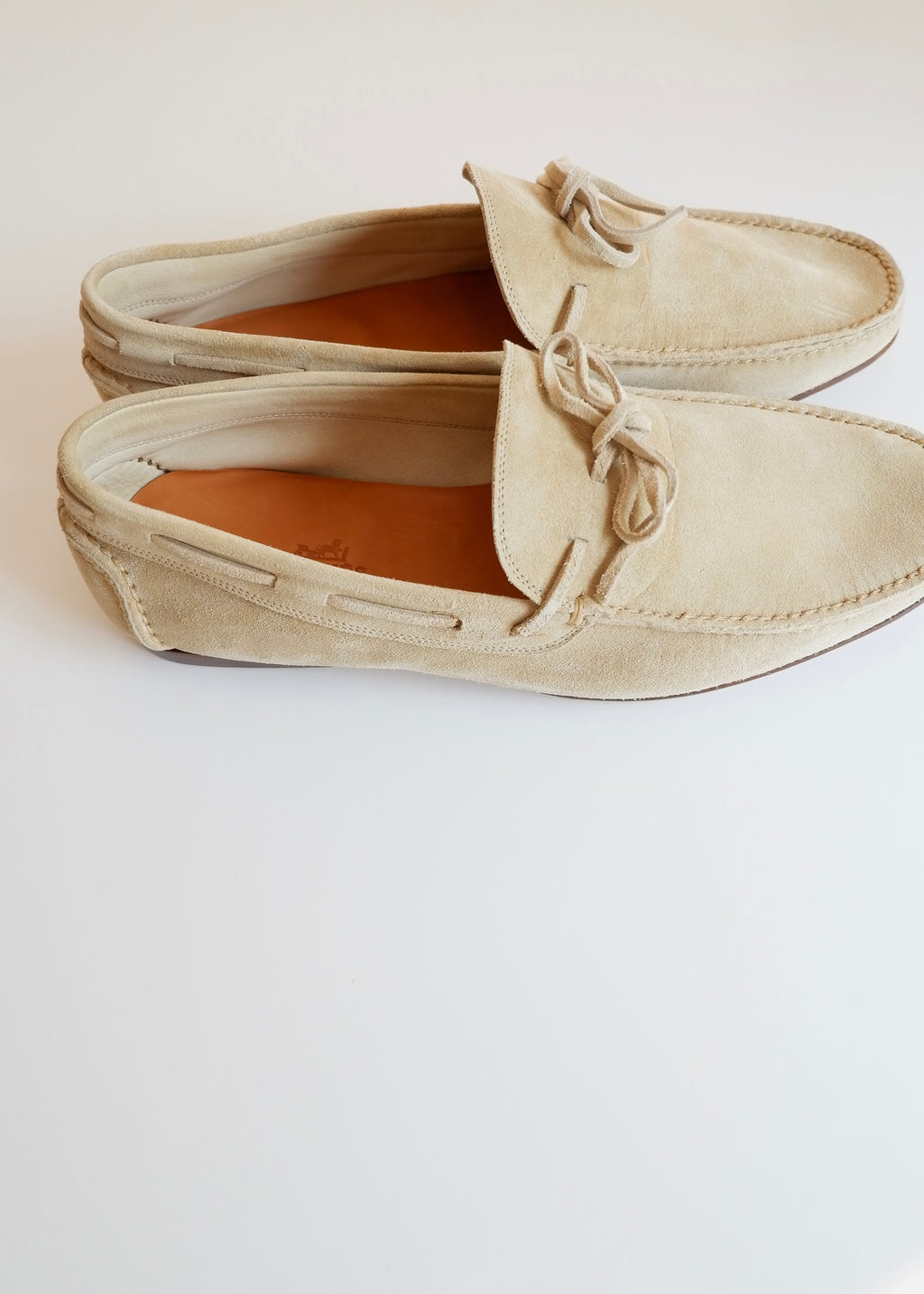 Authentic Preowned Hermes Light Beige Suede Loafers - 40