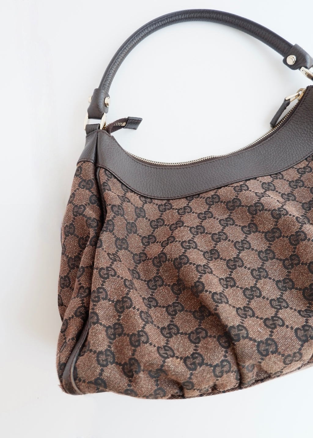 Authentic Preowned Gucci Brown GG Canvas/ Leather Hobo Shoulder Bag