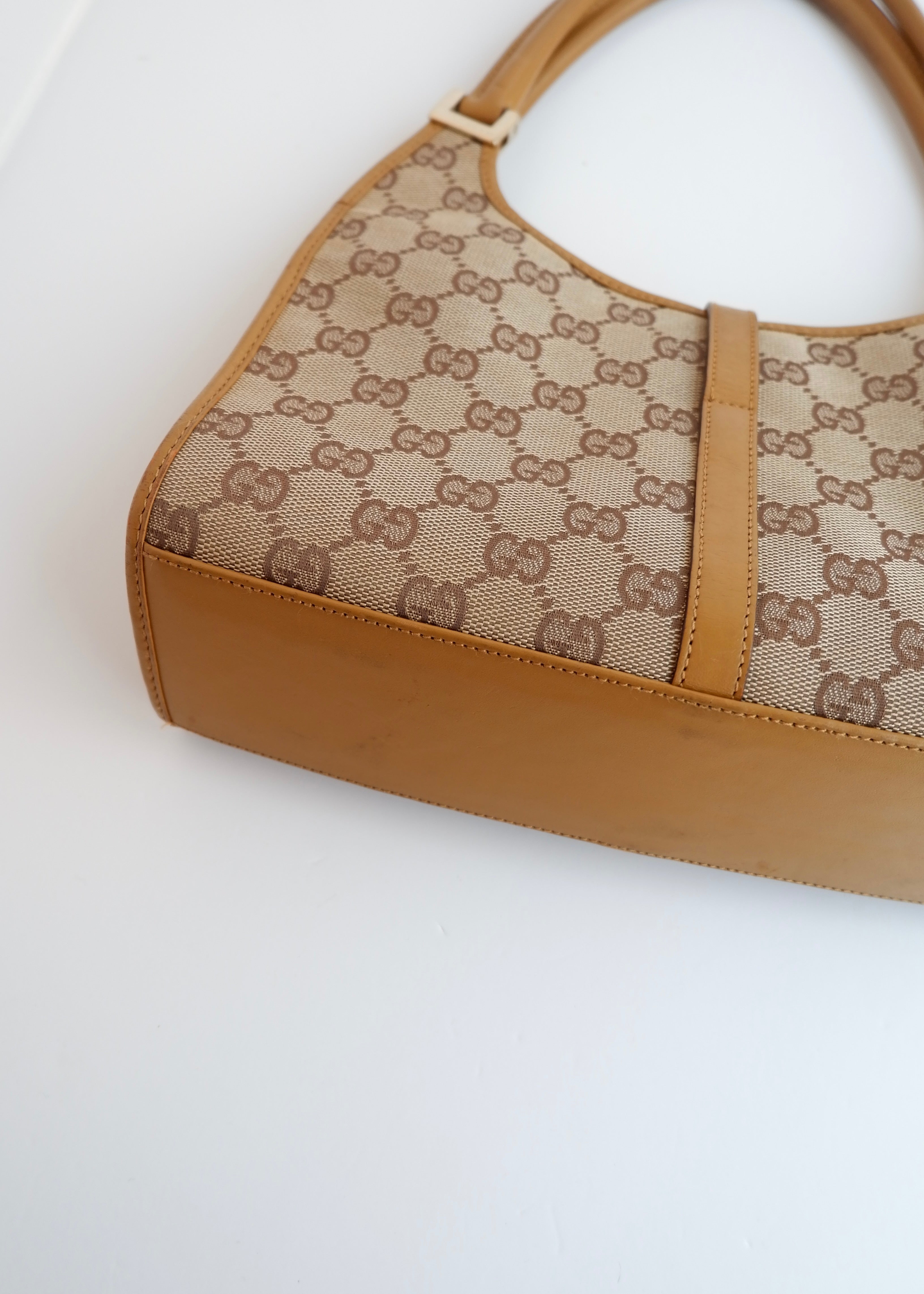 Authentic Preowned Gucci Tan GG Canvas Small Jackie Shoulder Bag