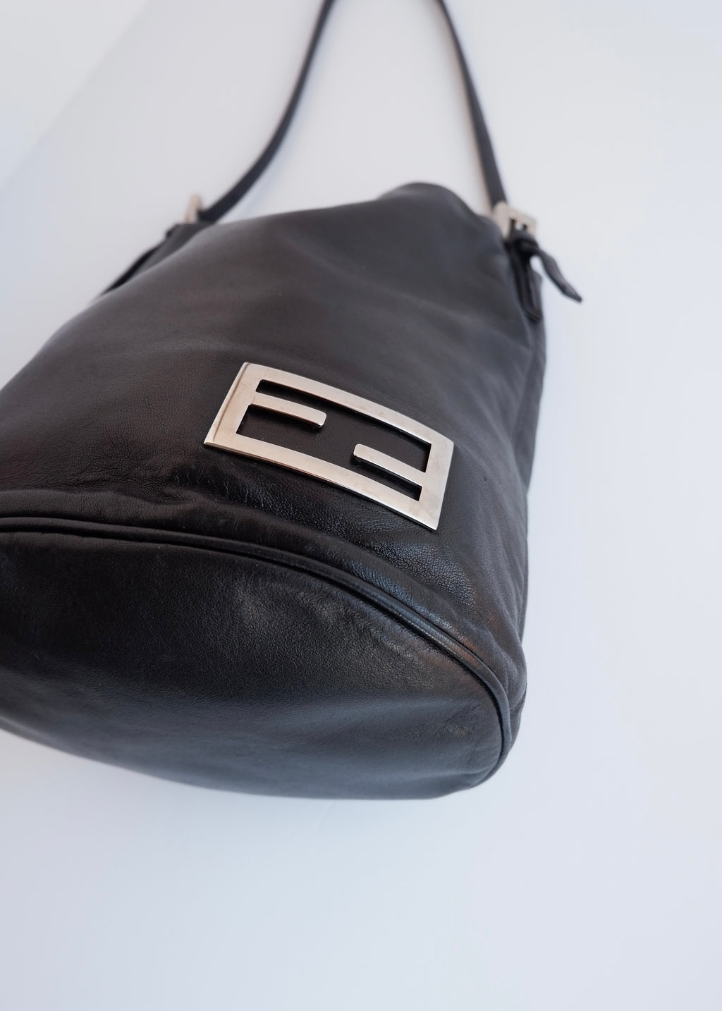 Authentic Preowned Fendi Black Leather FF Logo Bucket Shoulder Bag