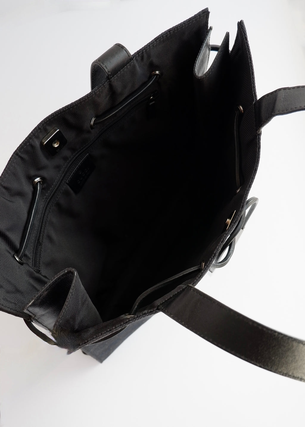 Authentic Preowned Vintage Gucci Black GG Canvas Drawstring Shoulder Bag