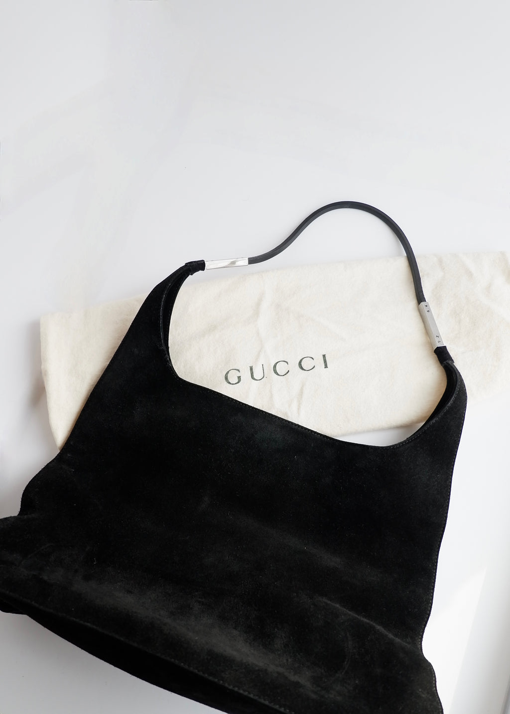 Authentic Preowned Gucci Black Suede Hobo Shoulder Bag