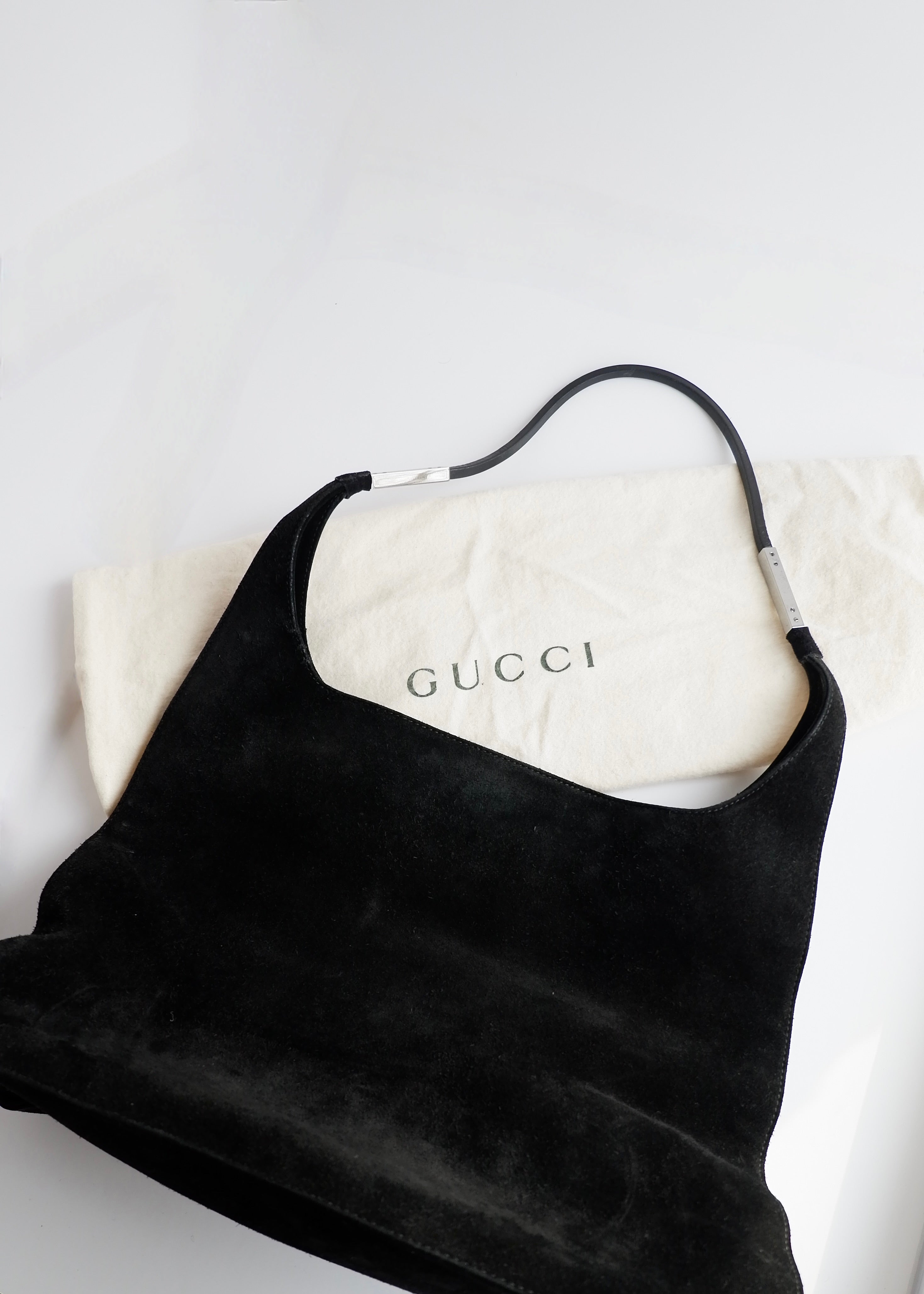 Authentic Preowned Gucci Black Suede Hobo Shoulder Bag