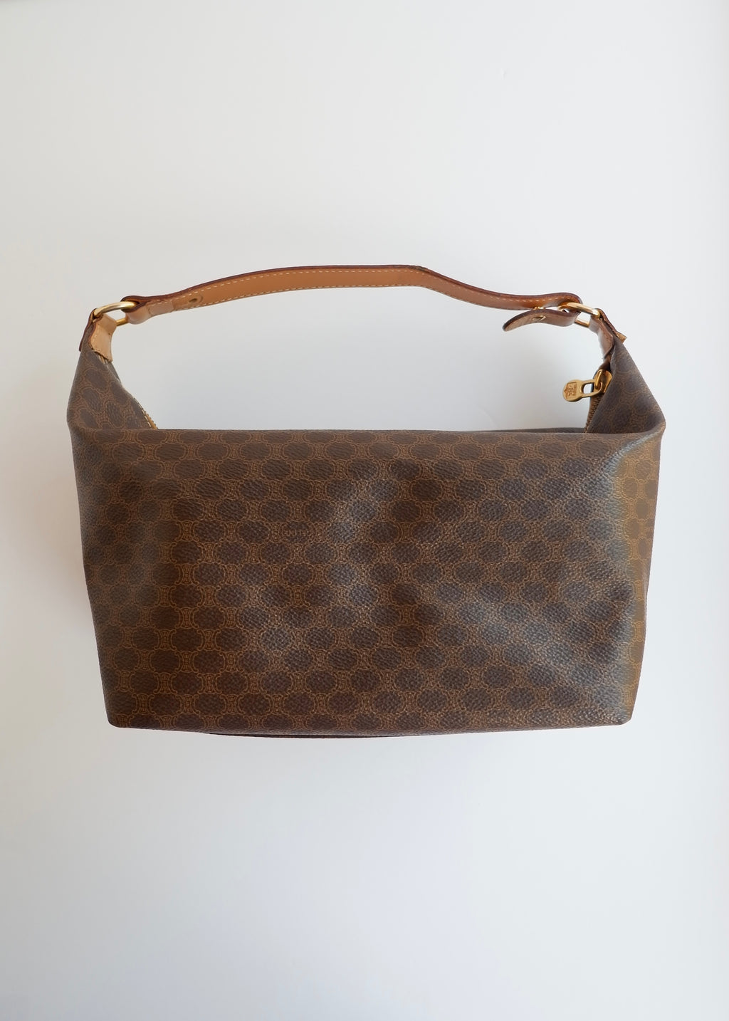 Preowned Vintage Celine Brown Macadam Print Shoulder Bag