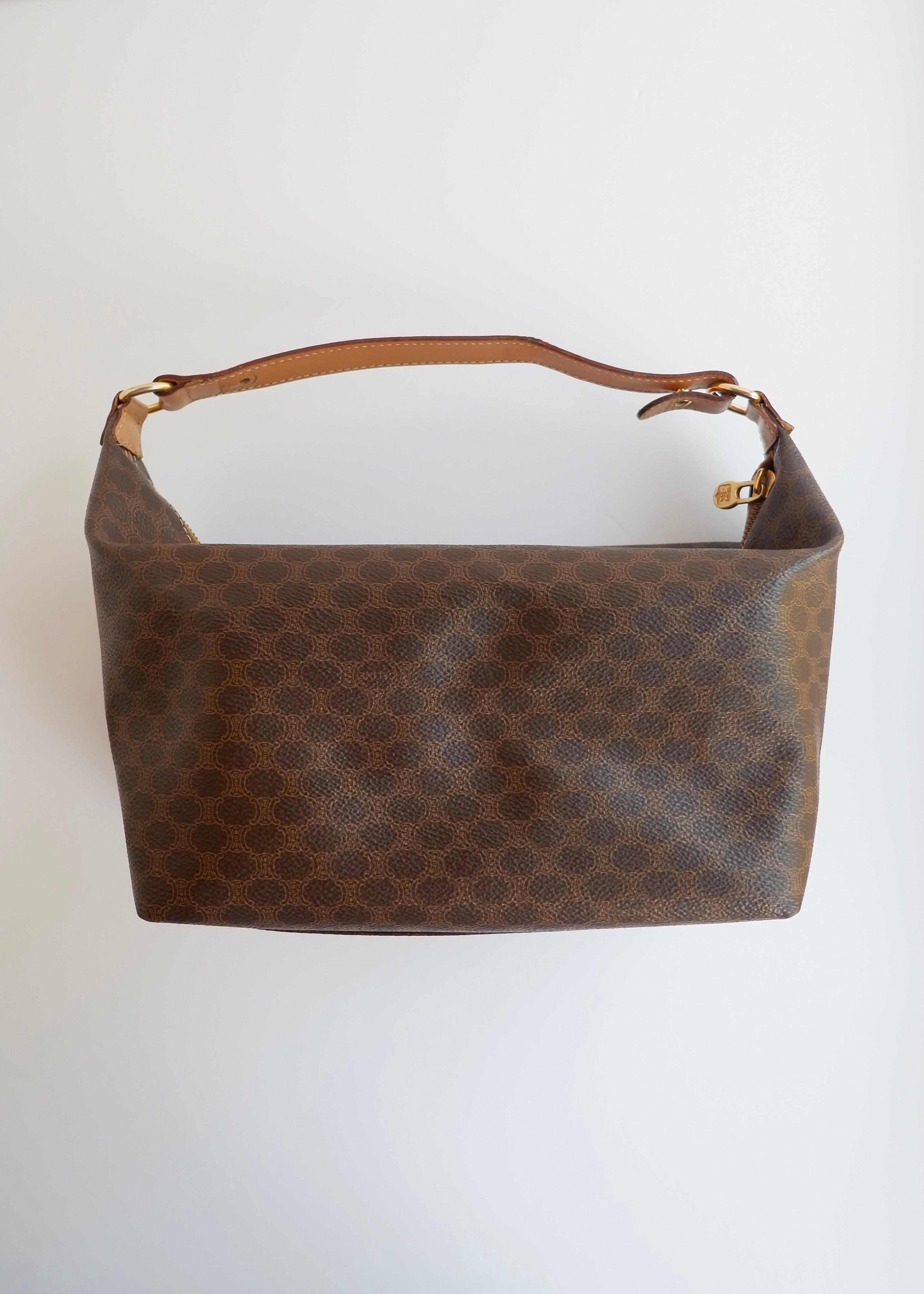 Preowned Vintage Celine Brown Macadam Print Shoulder Bag