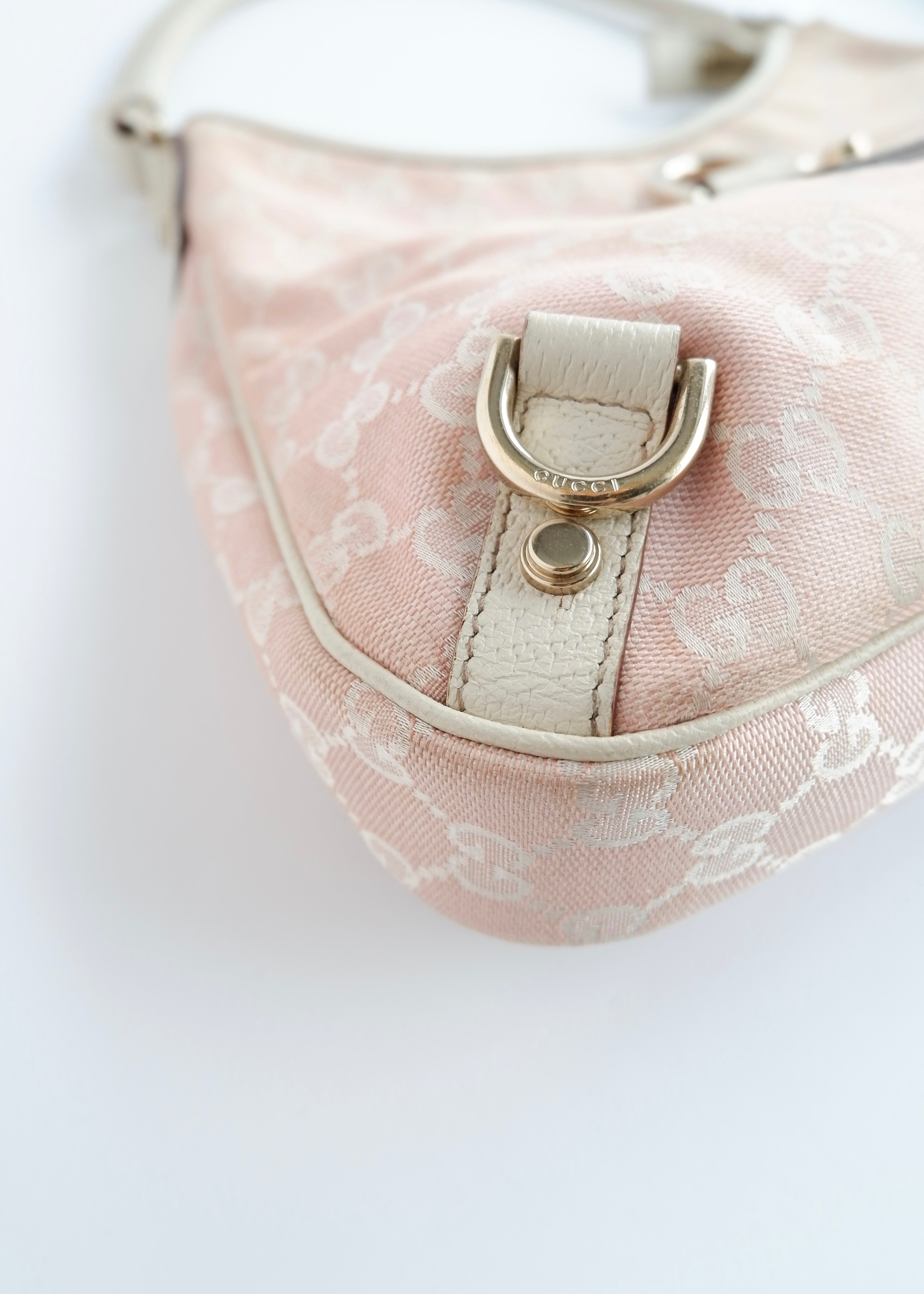 Authentic Preowned Gucci Pink/White GG Canvas Shoulder Bag