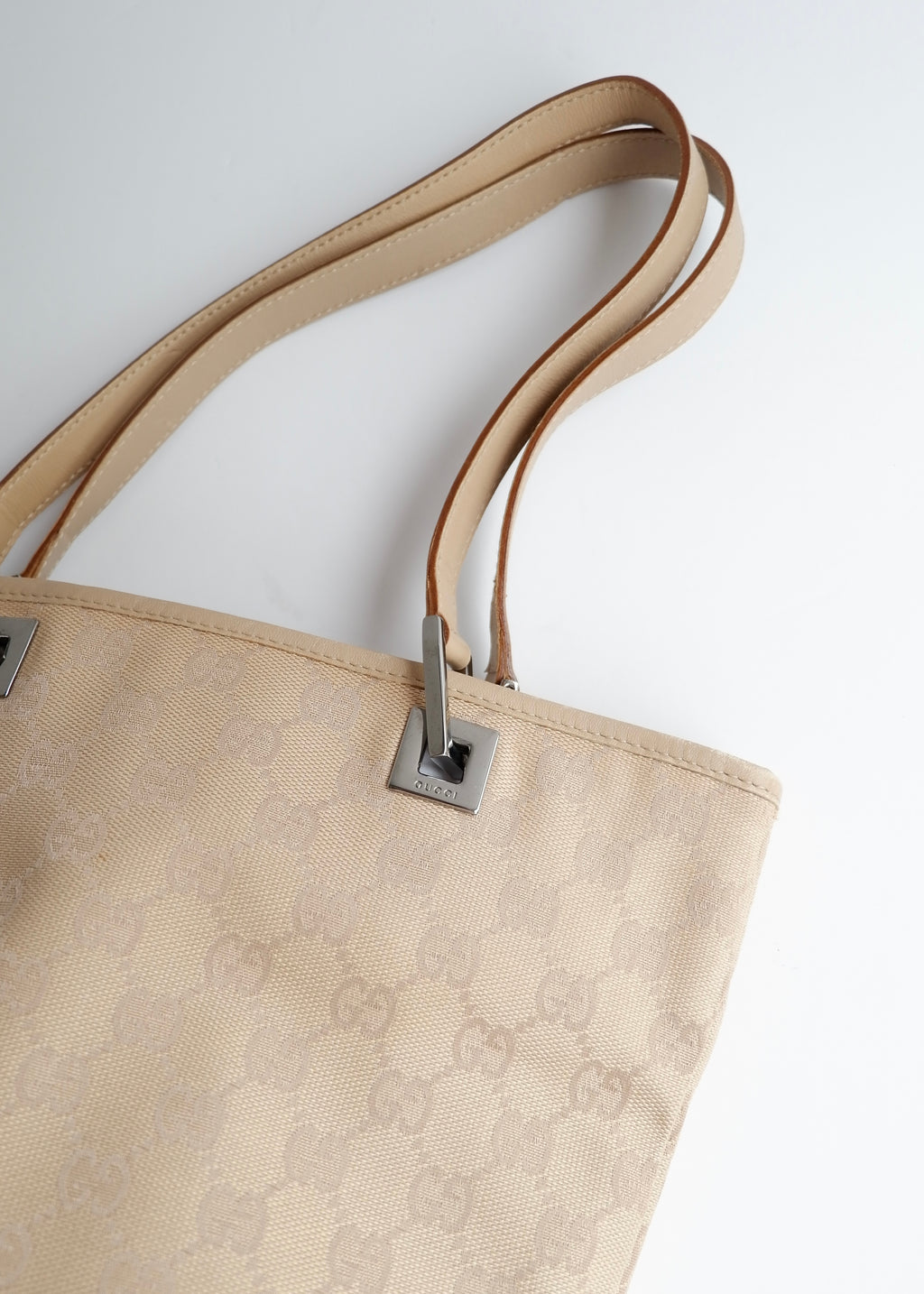 Authentic Preowned Gucci Light Beige GG Canvas Shoulder Tote