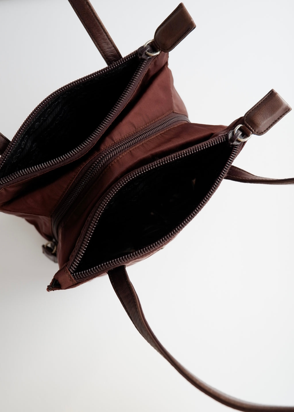 Authentic Preowned Prada Brown Nylon Leather Handle Handbag