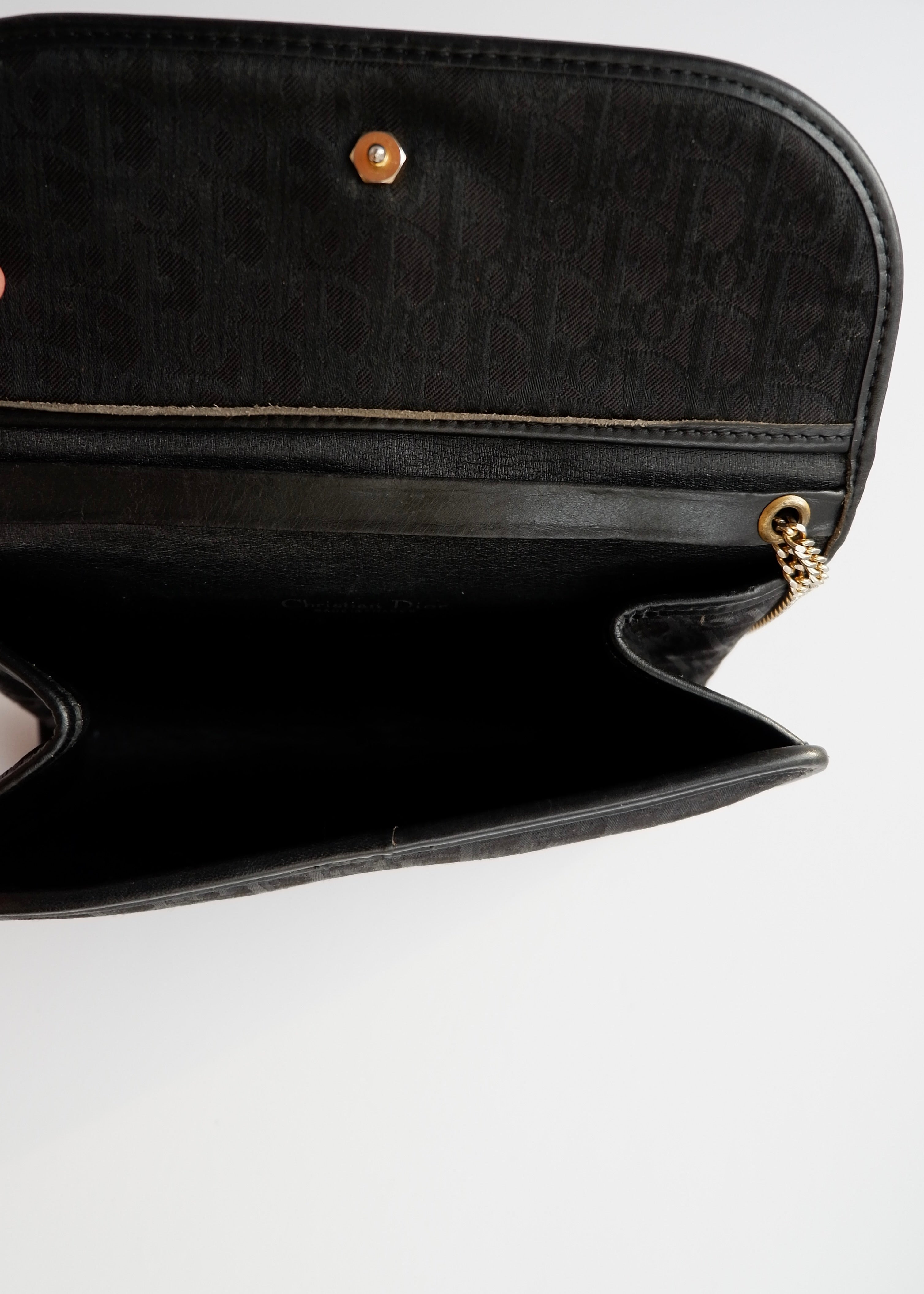 Sac bandoulière vintage Dior Trotter noir chaîne d'occasion Authenti