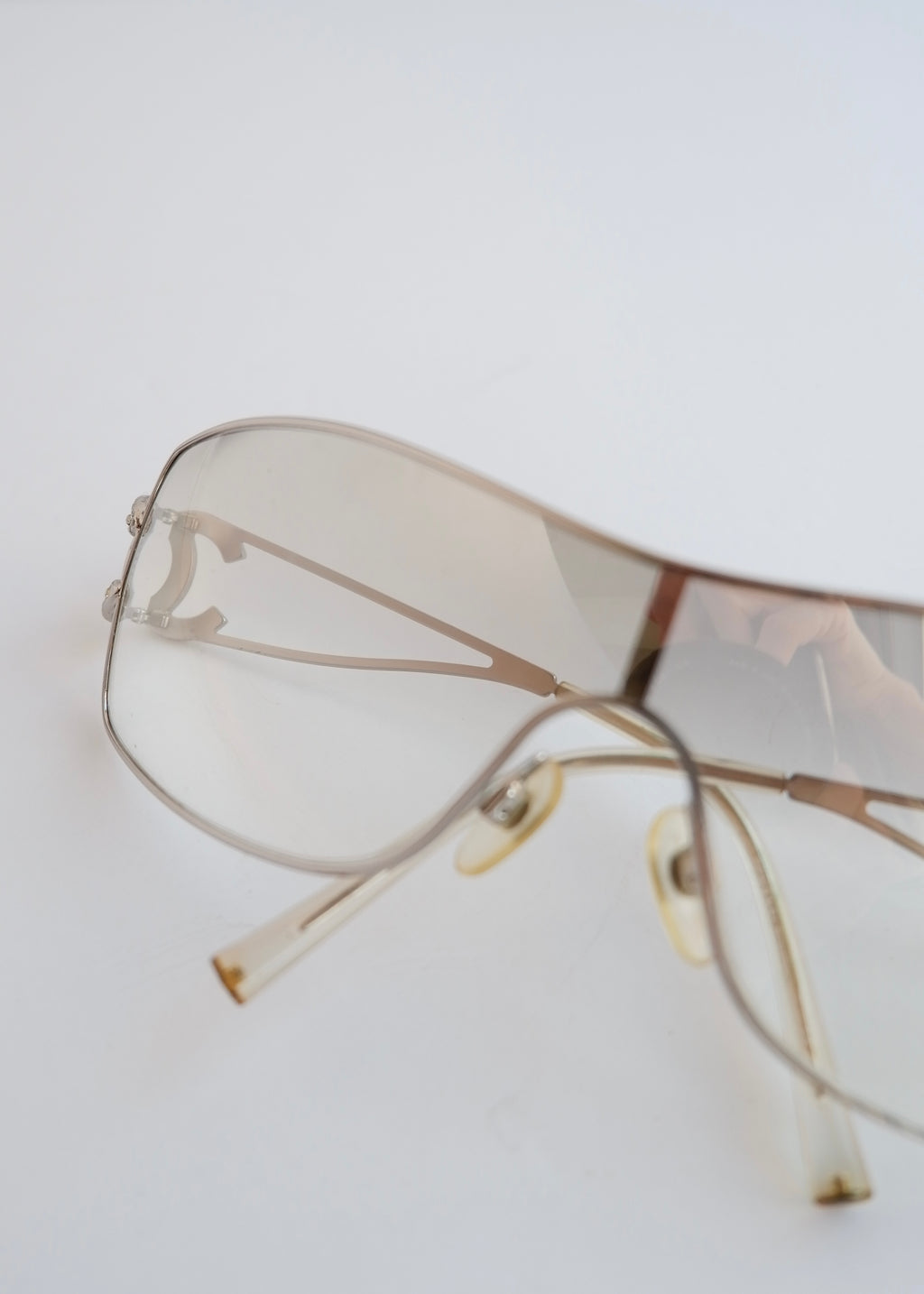Authentic Preowned Vintage Chanel Transparent Crystal CC Logo Sunglasses