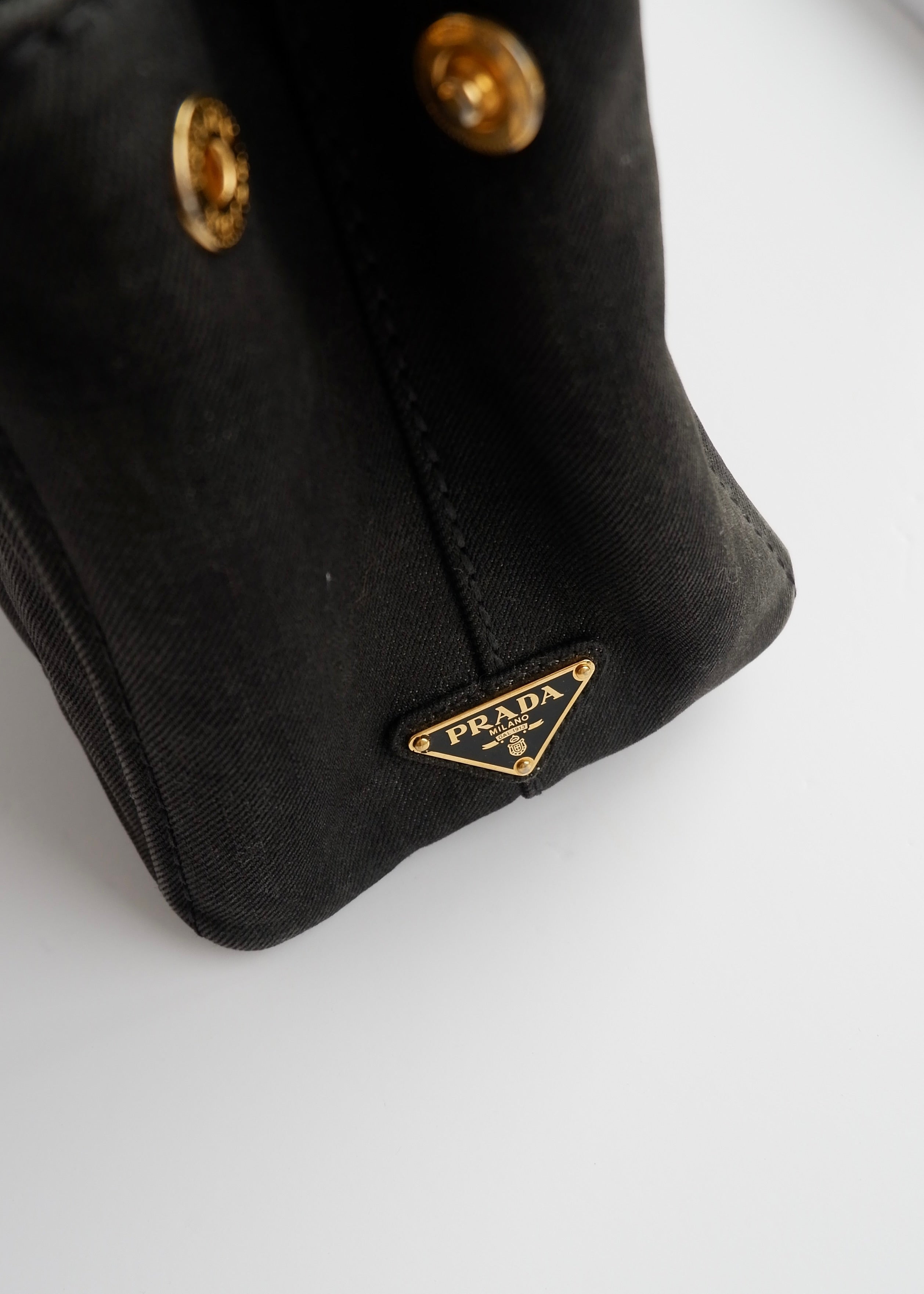 Authentic Preowned Prada Black Denim Canapa Tote w/ Strap