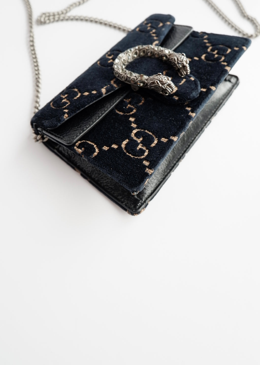 Authentic Preowned Gucci Navy Velvet Super Mini Dionysus Bag