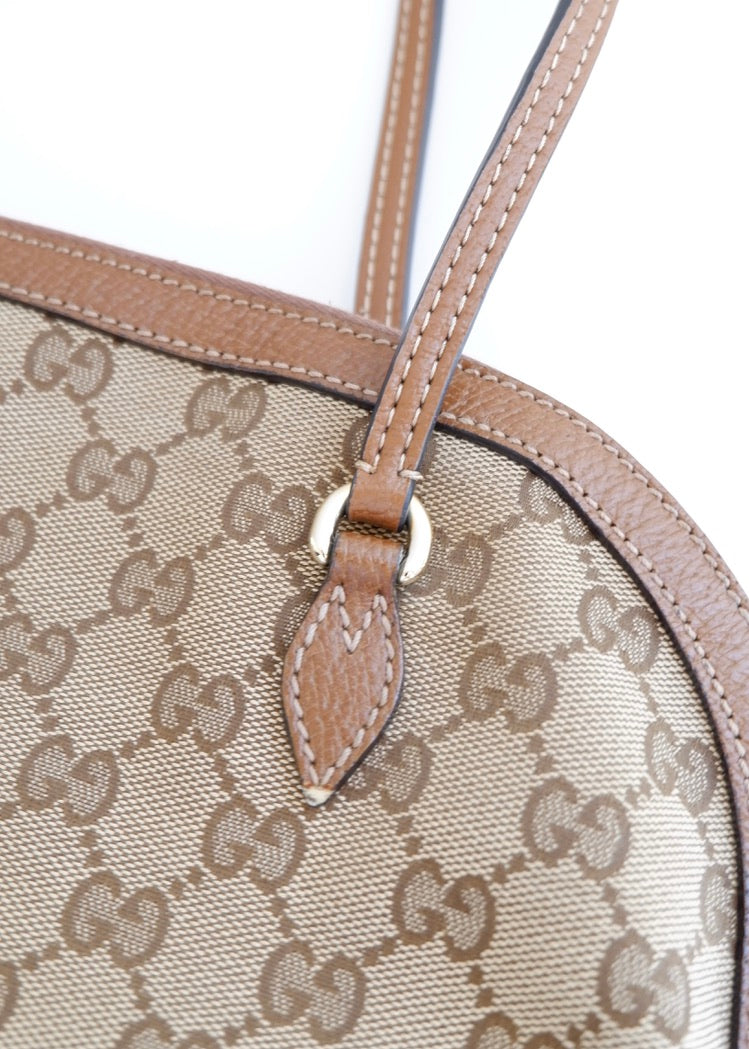 Preowned Gucci Brown GG Canvas Bowler Shoulder Bag