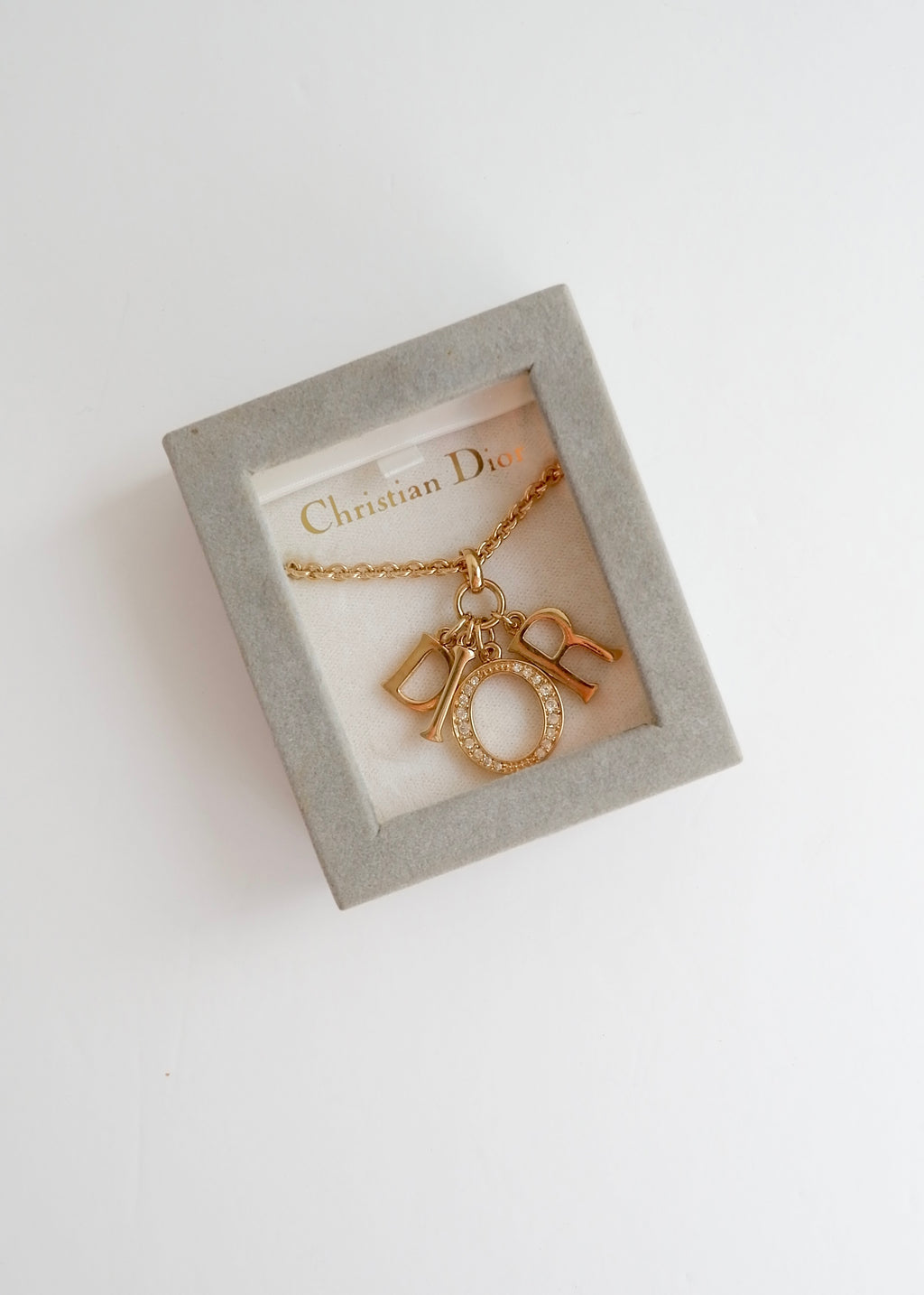 Preowned Vintage Dior Gold Tone Logo Necklace