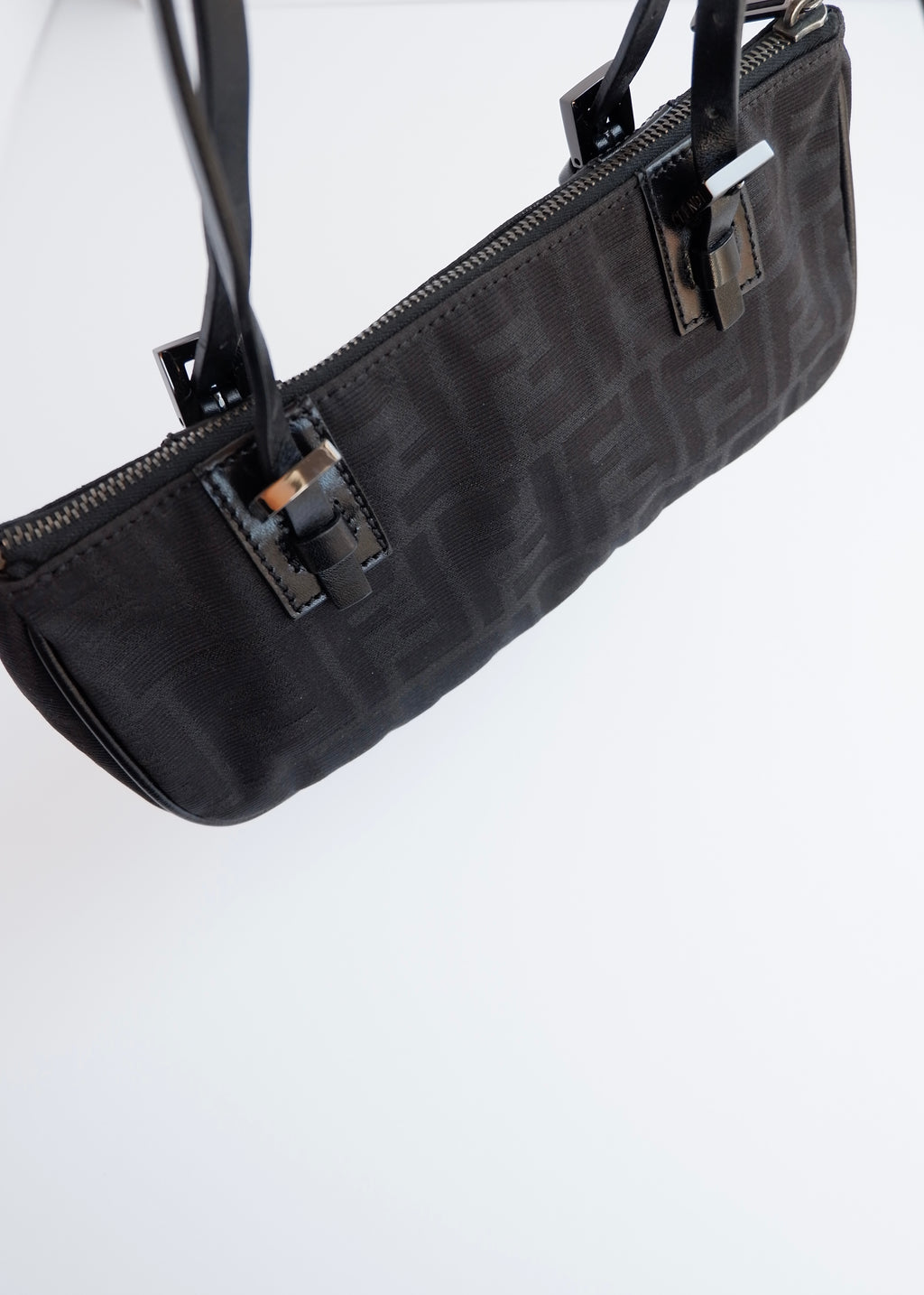 Authentic Preowned Fendi Black Zucca Canvas East West Shoulder Bag
