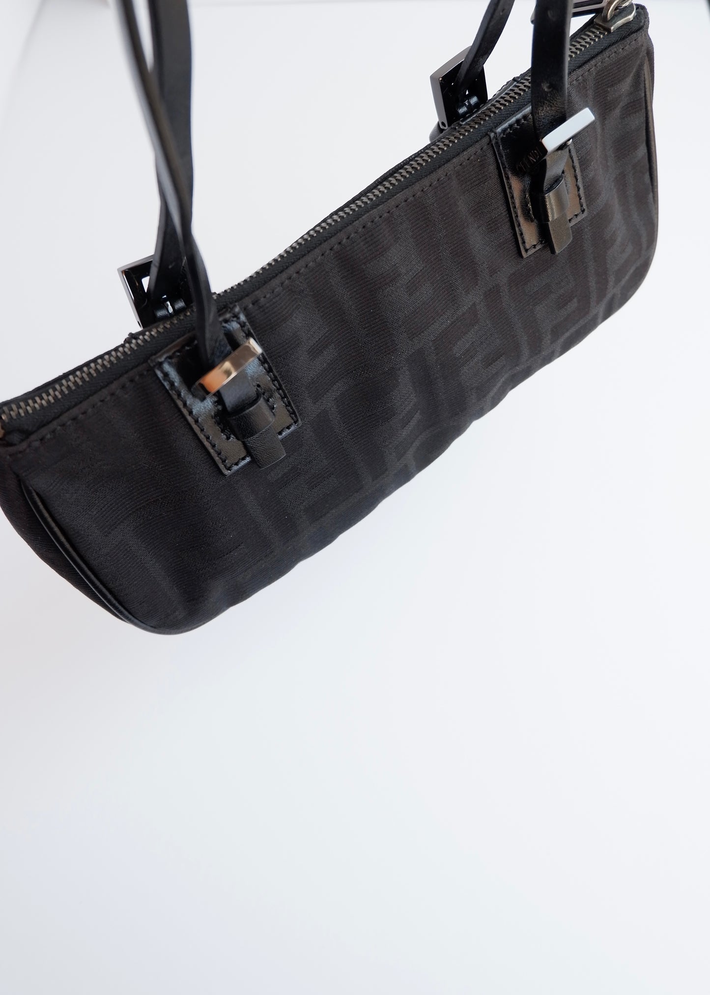 Authentic Preowned Fendi Black Zucca Canvas East West Shoulder Bag