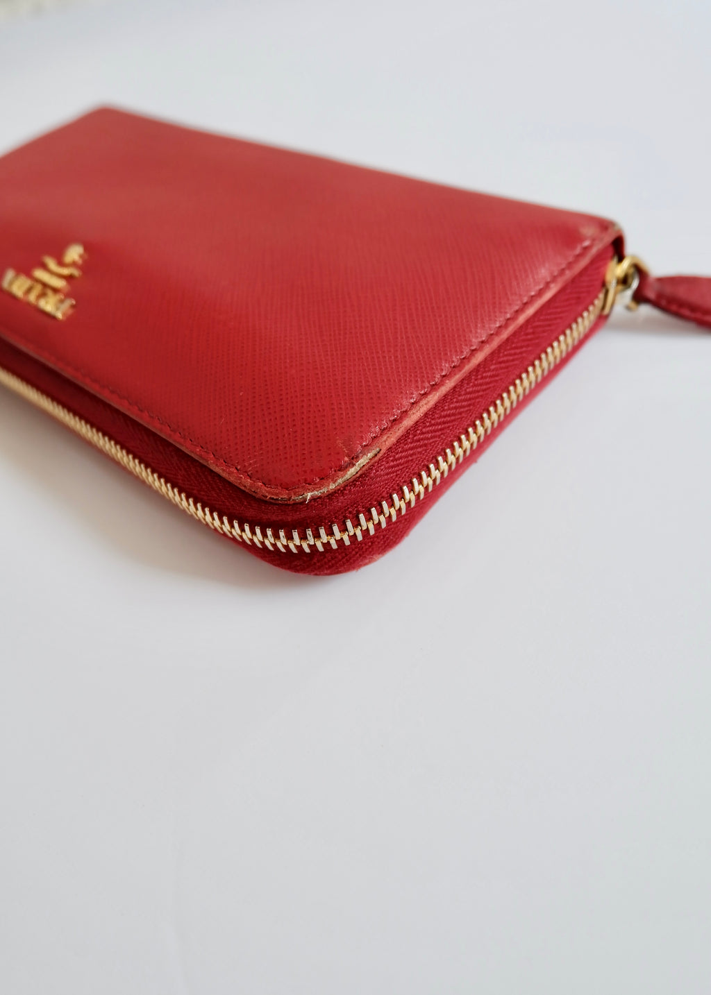 Authentic Preowned Prada Red Saffiano Leather Zip Around Wallet