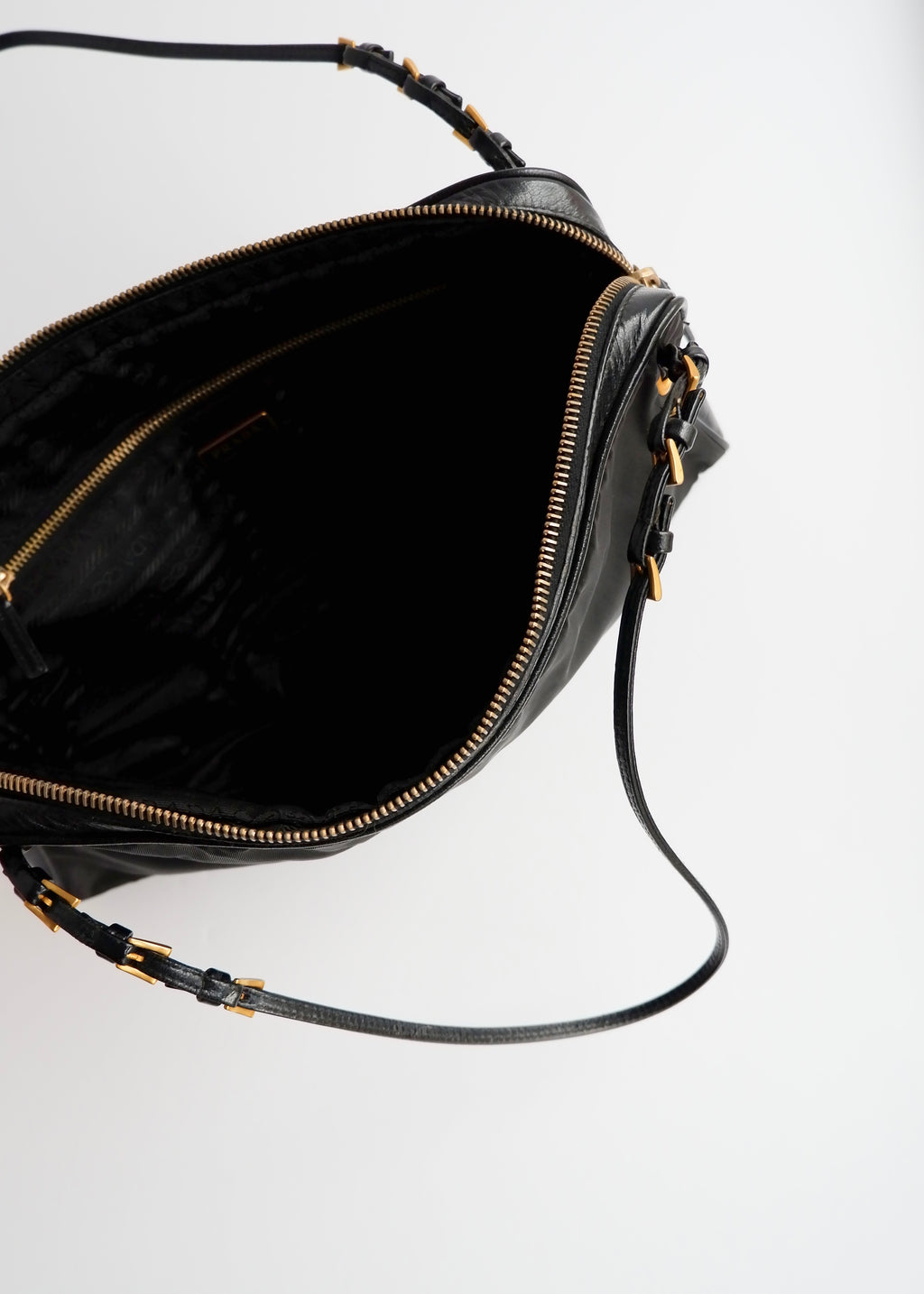Authentic Preowned Prada Nylon/Leather Black Thin Strap Shoulder Bag GWH