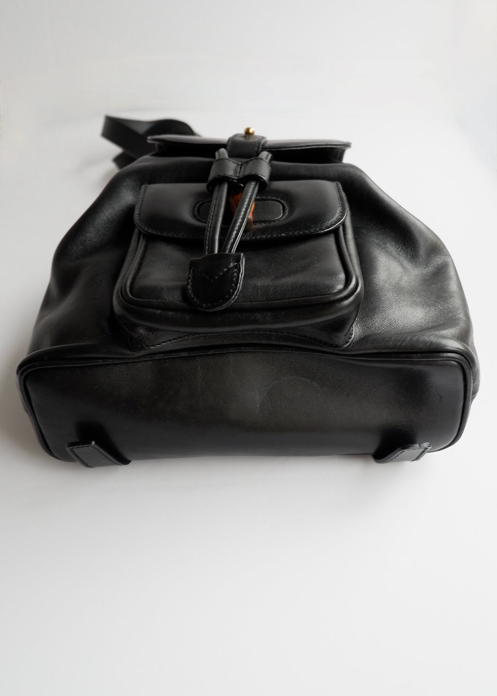 Preowned Gucci Black Leather Bamboo Micro Backpack