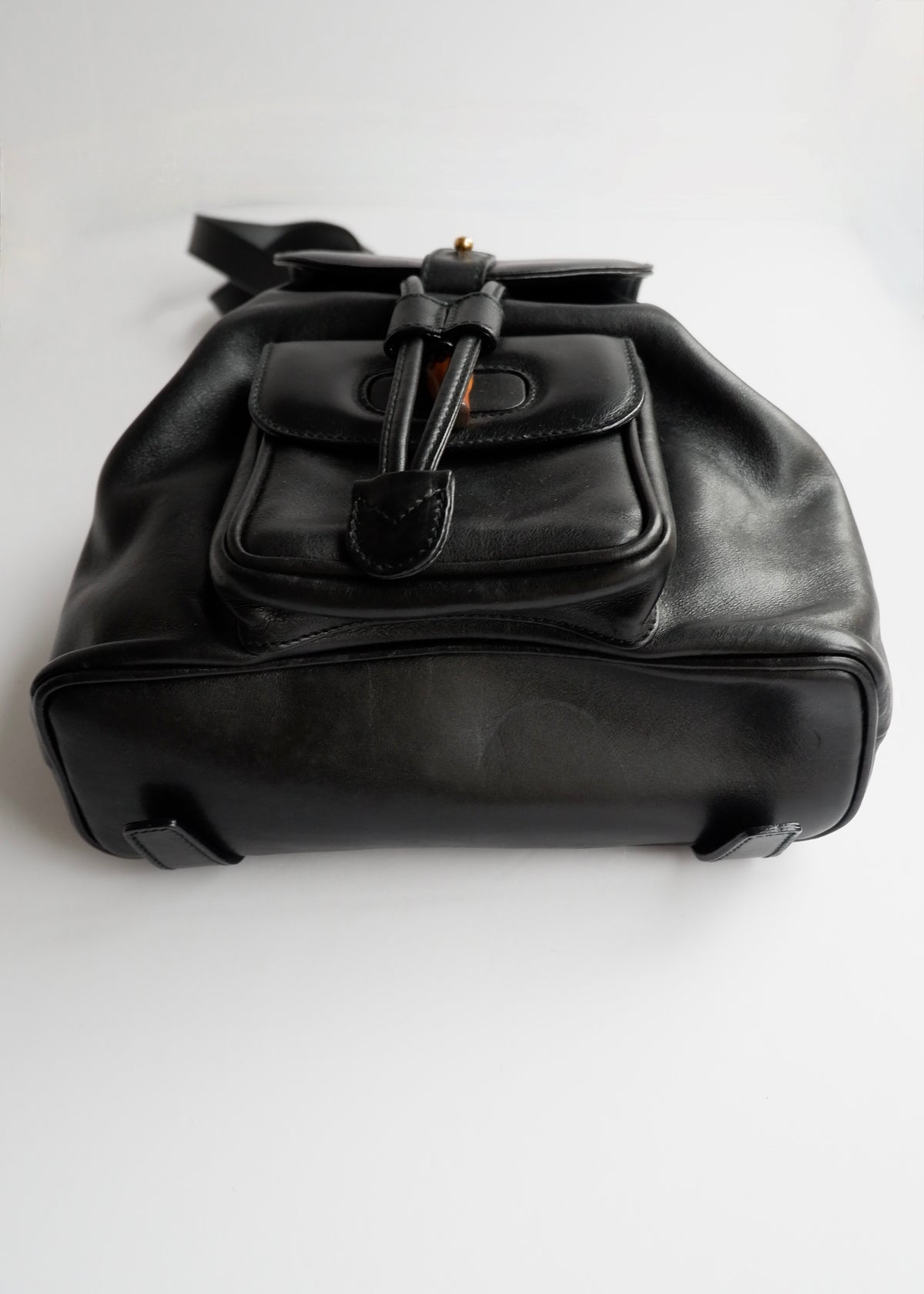 Preowned Gucci Black Leather Bamboo Micro Backpack