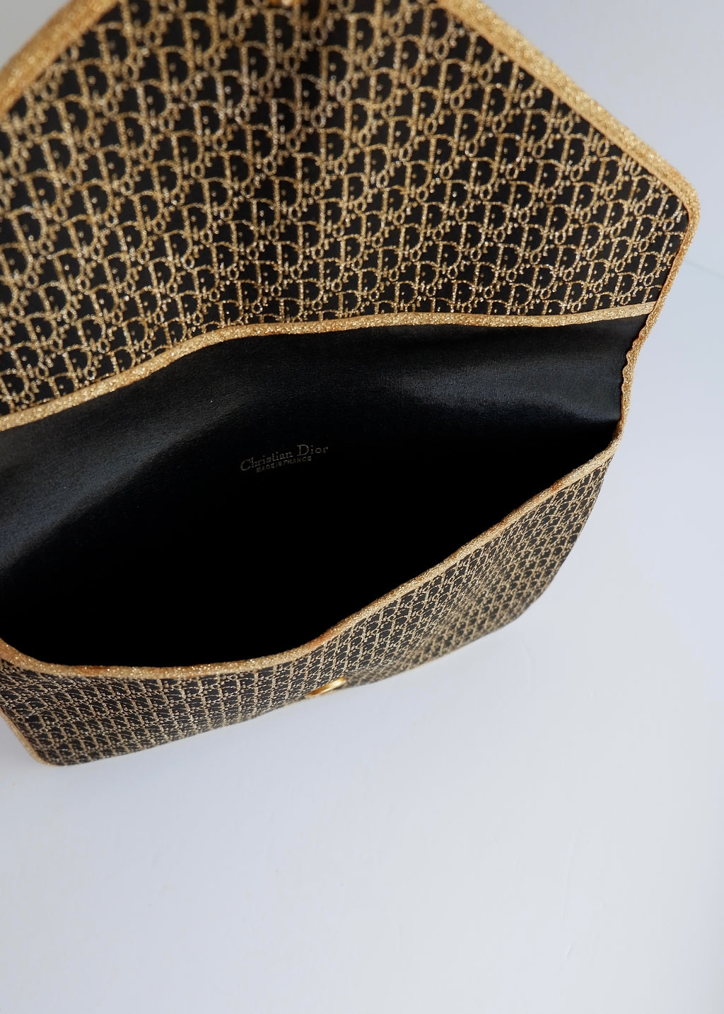 Preowned Vintage Christian Dior Navy/ Gold Fabric Pouch