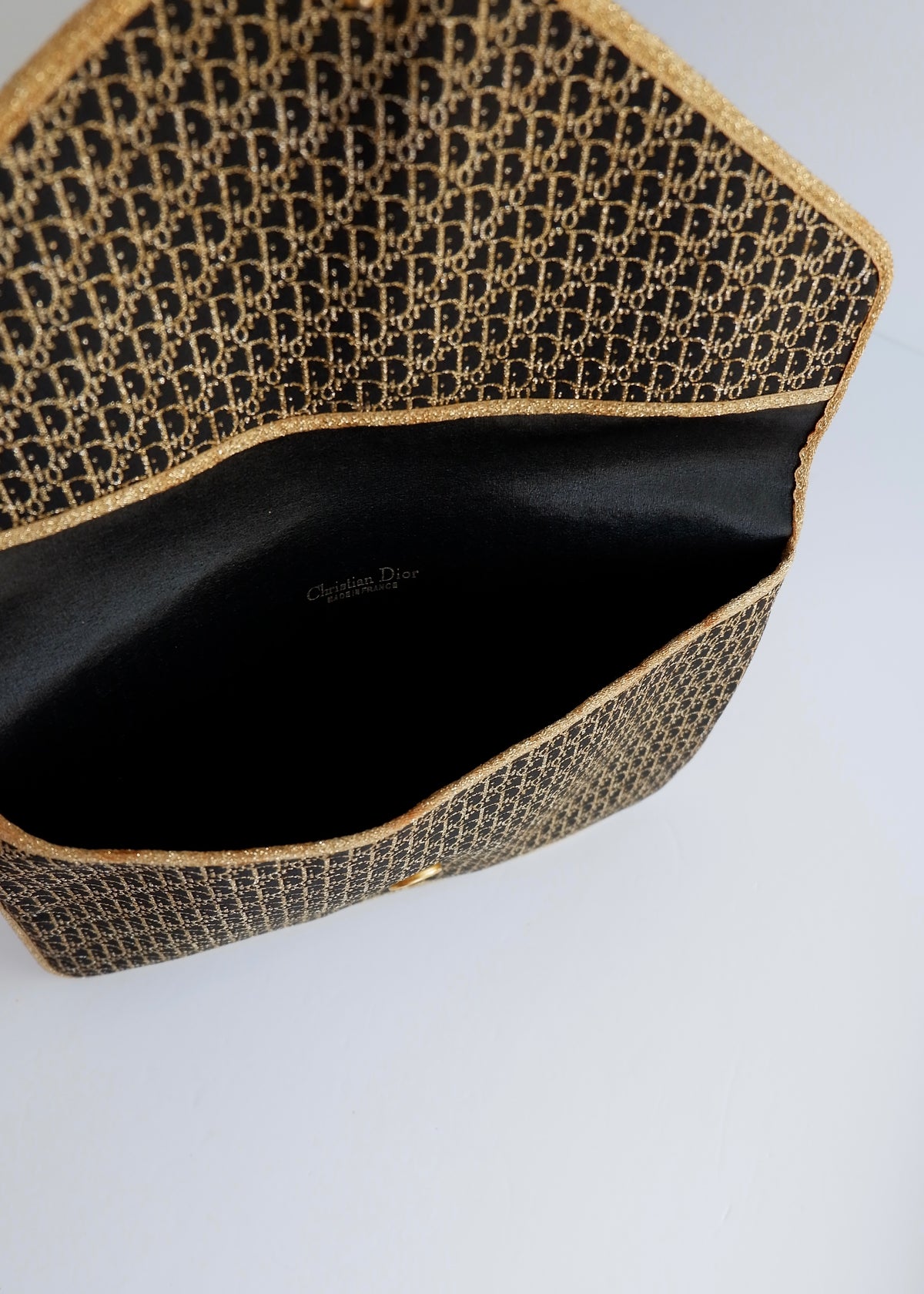 Preowned Vintage Christian Dior Navy/ Gold Fabric Pouch