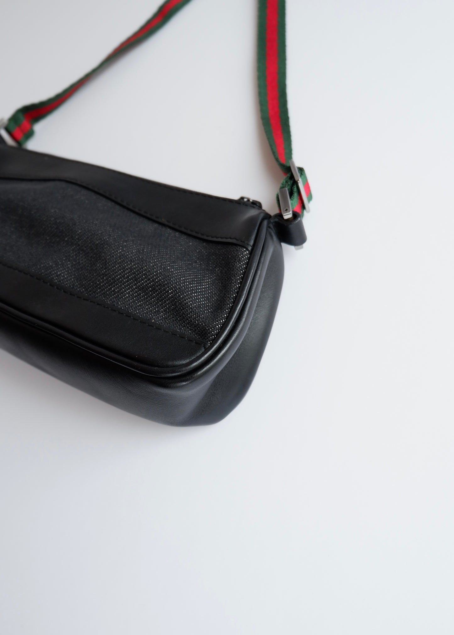 Authentic Preowned Gucci Black Denim/ Leather Sherry Line Micro Shoulder Bag
