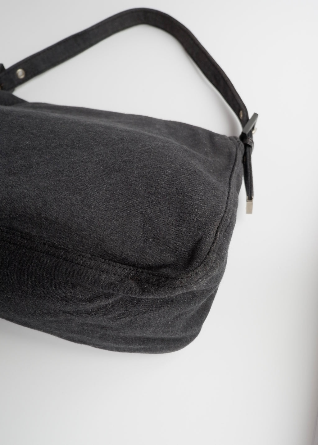 Authentic Preowned Fendi Dark Grey Cotton Mamma Baguette Shoulder Bag