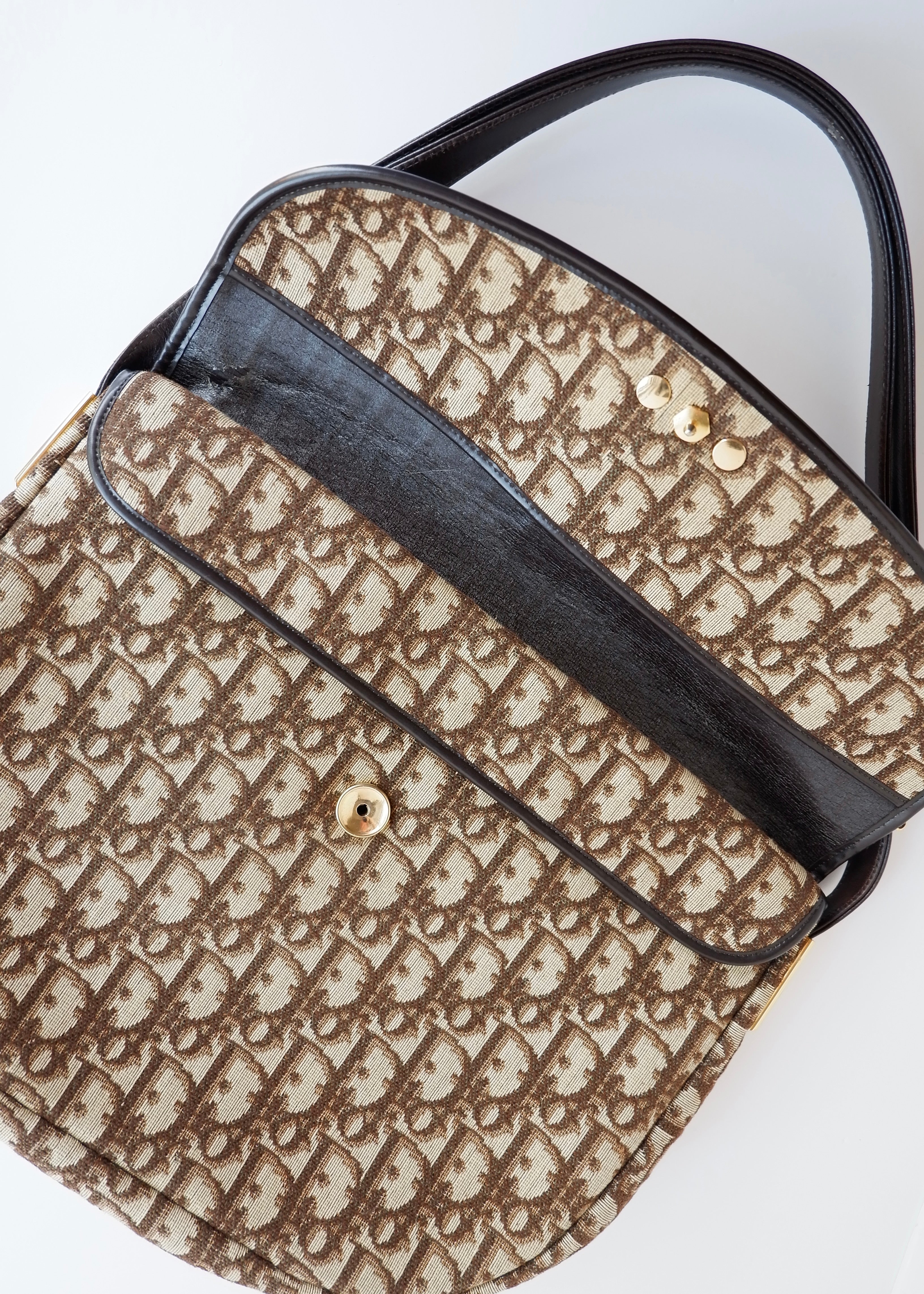Preowned Vintage Dior Brown Trotter Shoulder Bag
