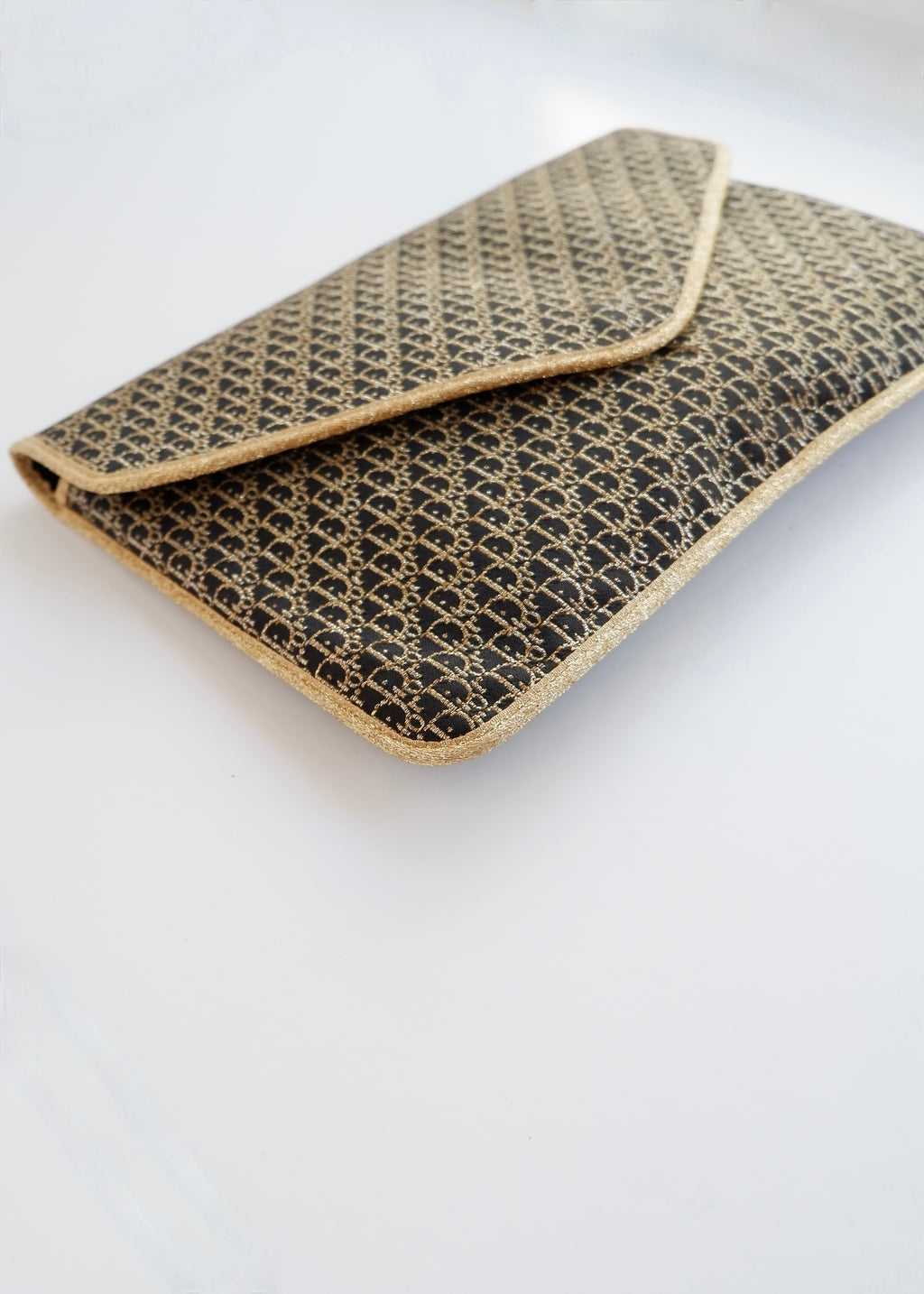 Preowned Vintage Christian Dior Navy/ Gold Fabric Pouch