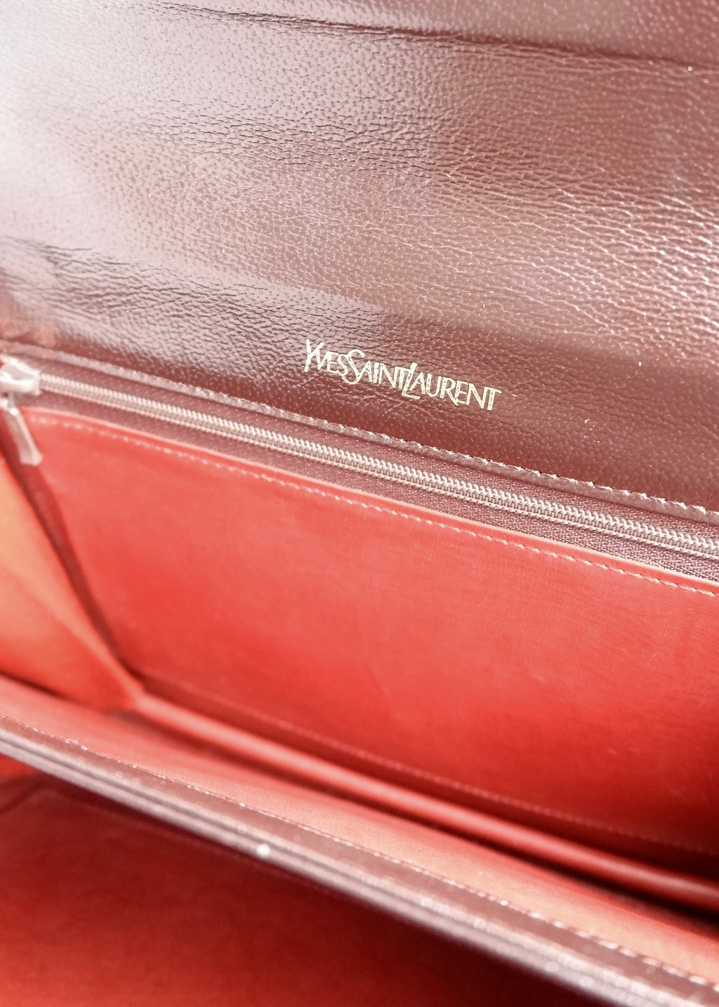 Sac bandoulière YSL vintage authentique en cuir marron d'occasion