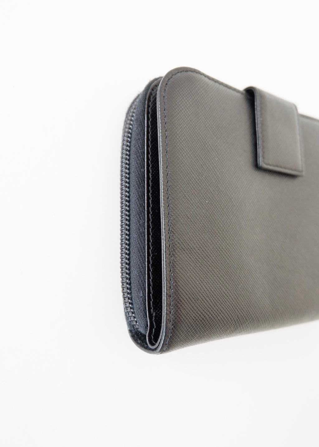 Authentic Preowned Prada Black Saffiano Leather Compact Zip Around Wallet