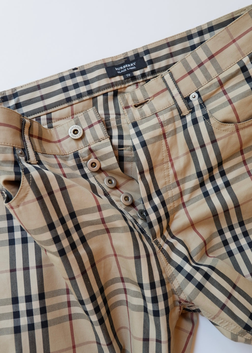 Pantalon droit Burberry à carreaux beige, authentique et d'occasion - S