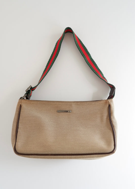 Authentic Preowned Gucci Beige Sherry Line Shoulder Bag
