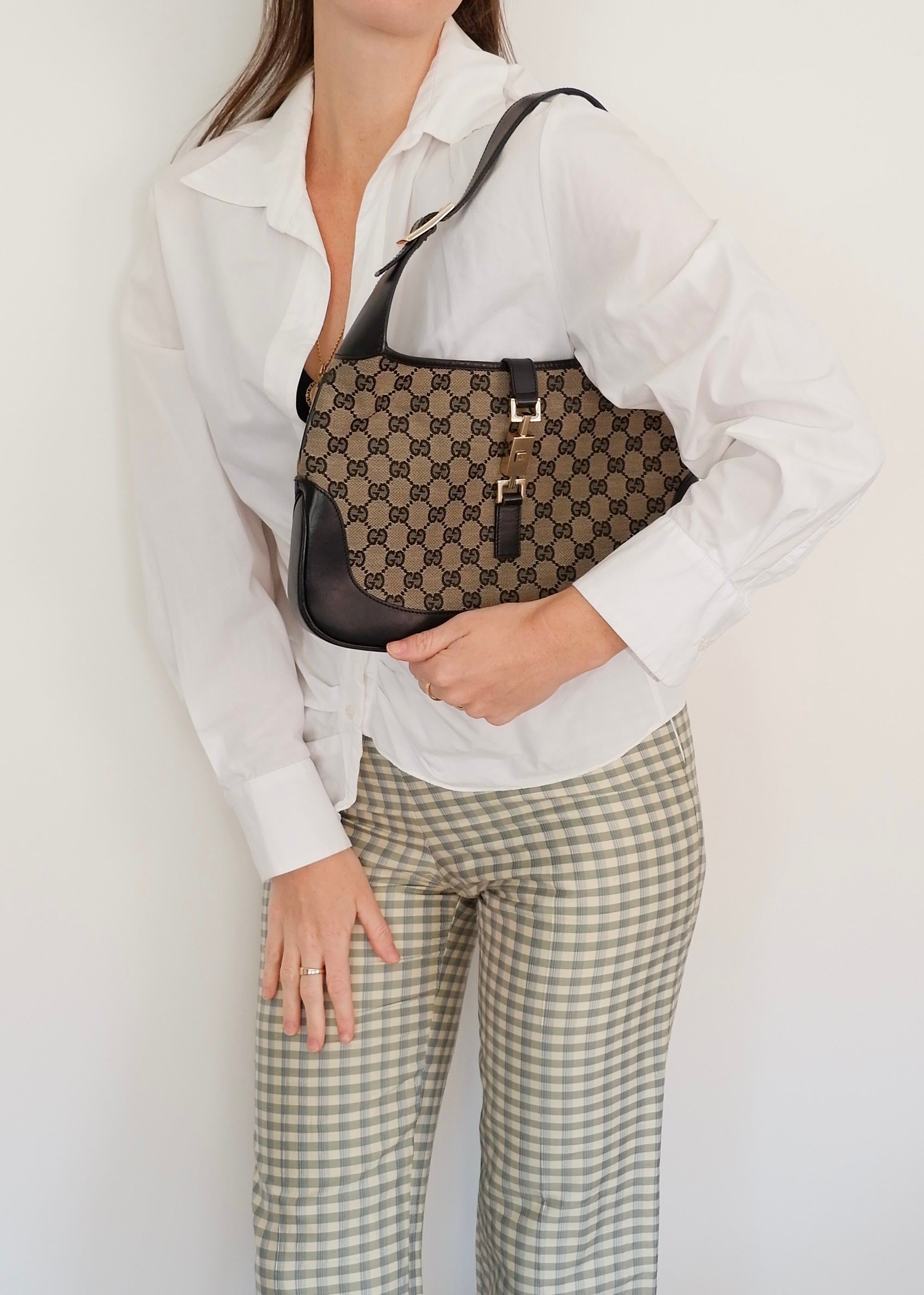 Authentic Preowned Gucci Black GG Canvas Jackie Shoulder Bag