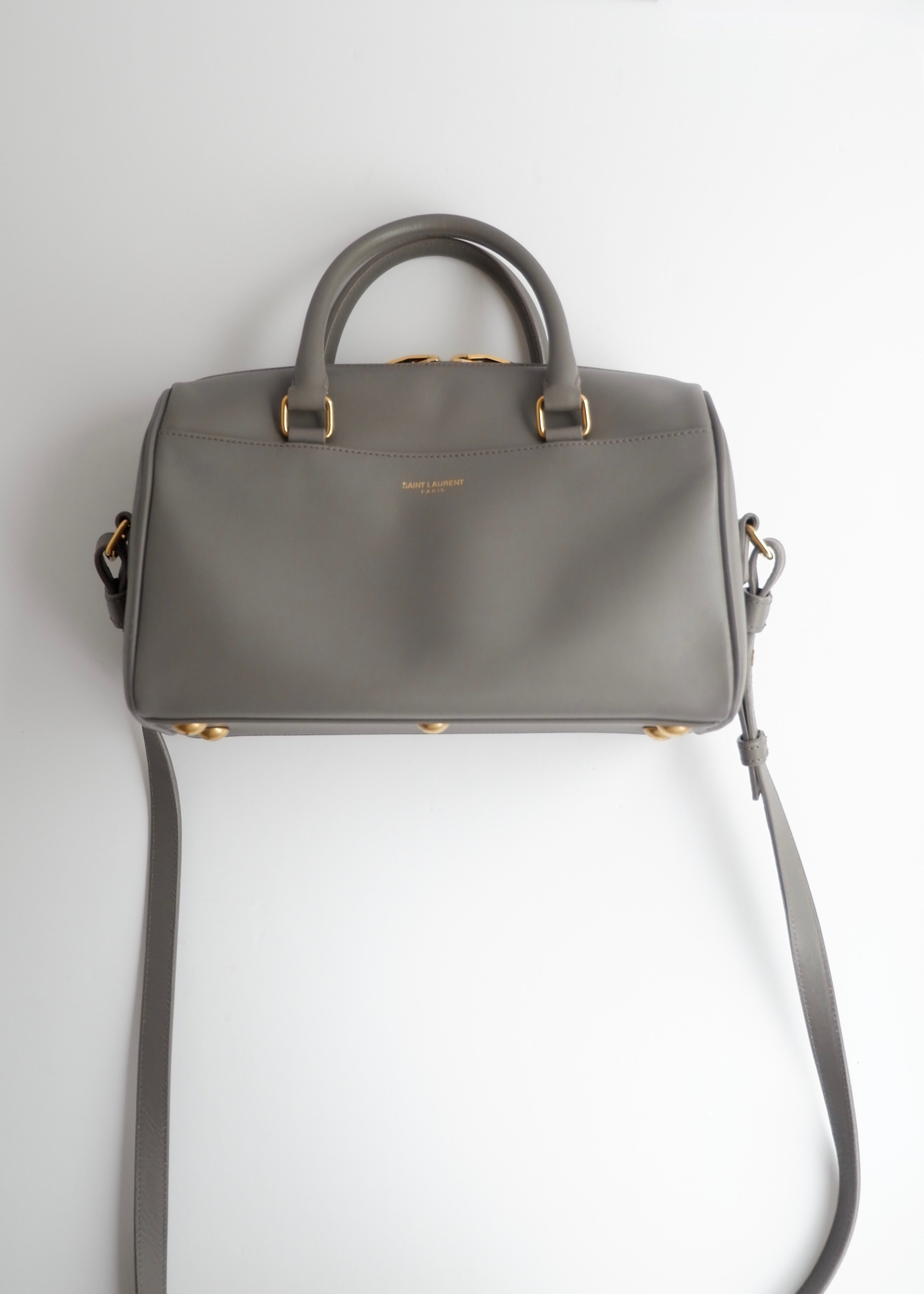 Authentic Preowned Saint Laurent Grey Leather Baby Two Way Duffle