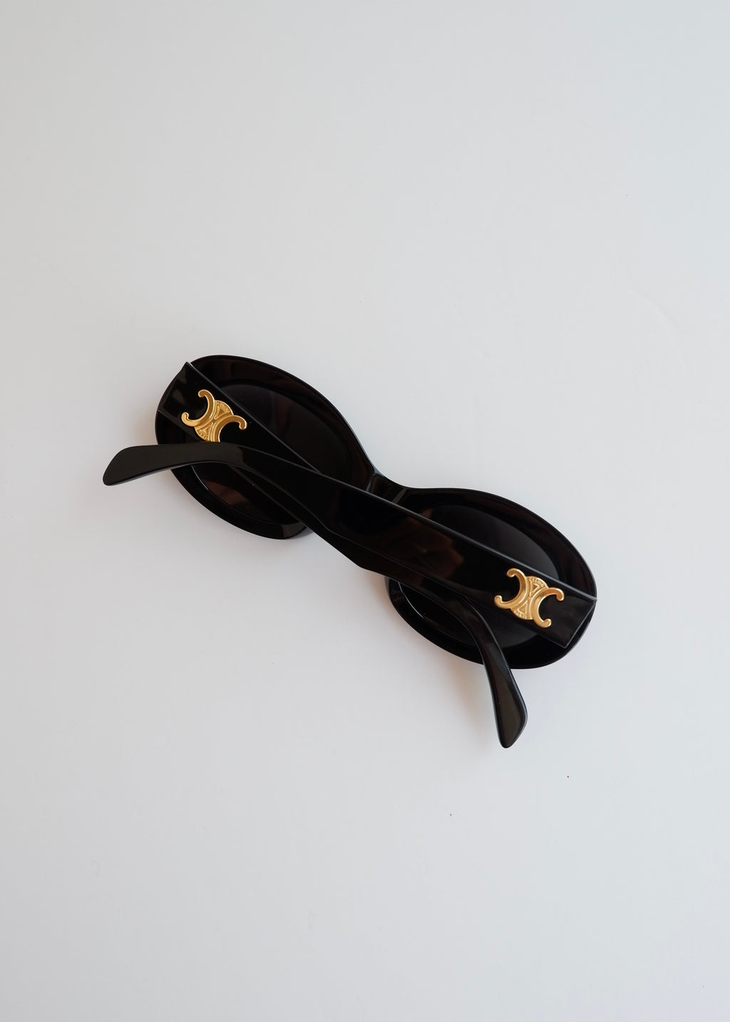 Preowned Celine Black Round Frame Triomphe Sunglasses