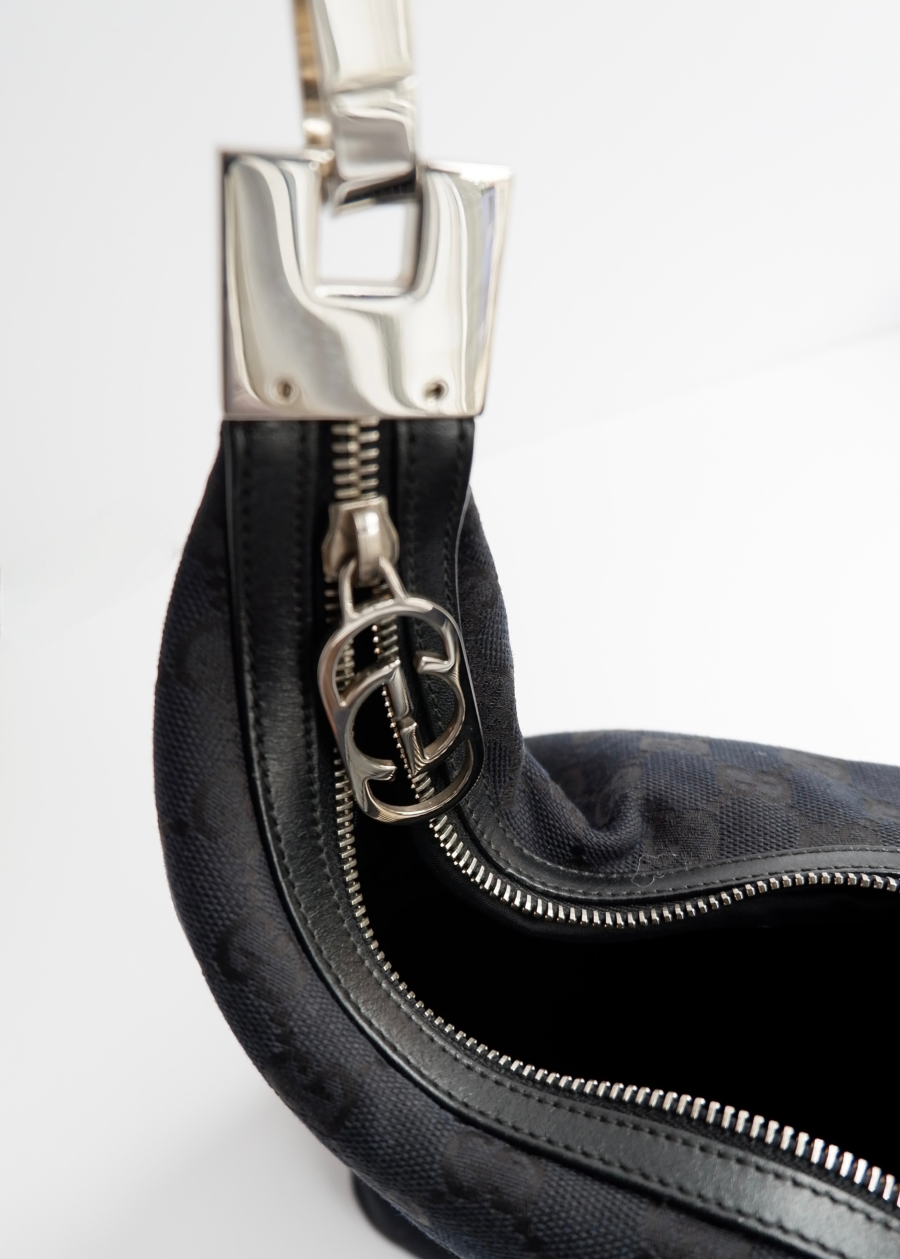 Authentic Preowned Gucci Black GG Canvas SHW Shoulder Bag