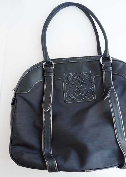 Authentic Preowned Loewe Navy/Black Nylon/Leather Shoulder Tote