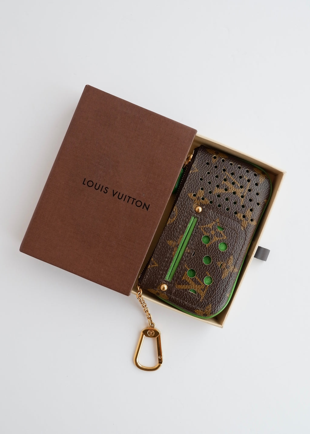 Authentic Preowned Louis Vuitton Limited Edition Monogram Green Perforated Pochette Cle