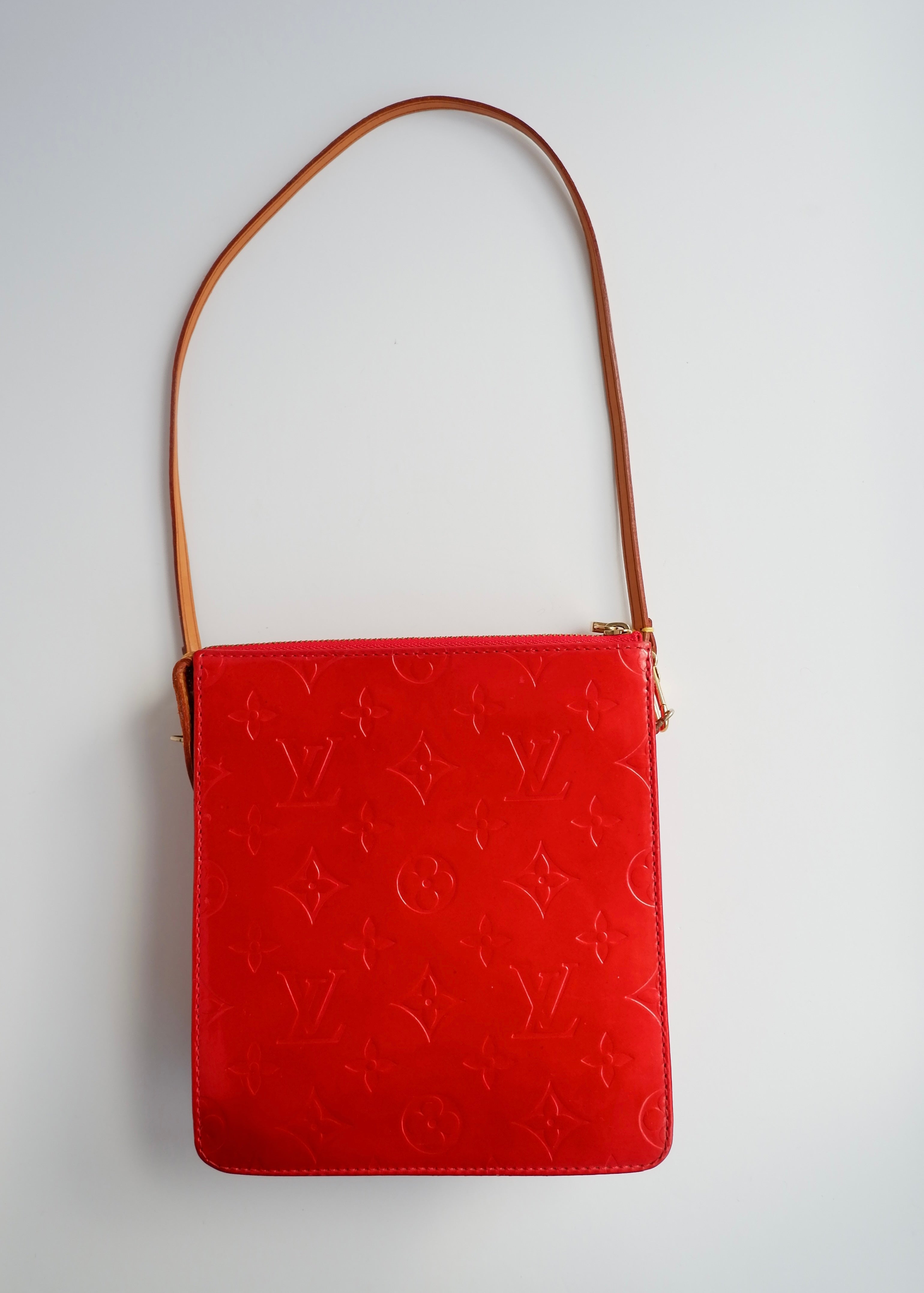 Sac bandoulière Louis Vuitton Monogram Mott Vernis Rouge Authentique d'occasion