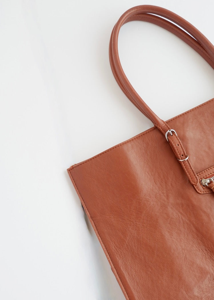 Authentic Preowned Balenciaga Brown Leather Large City Tote Bag
