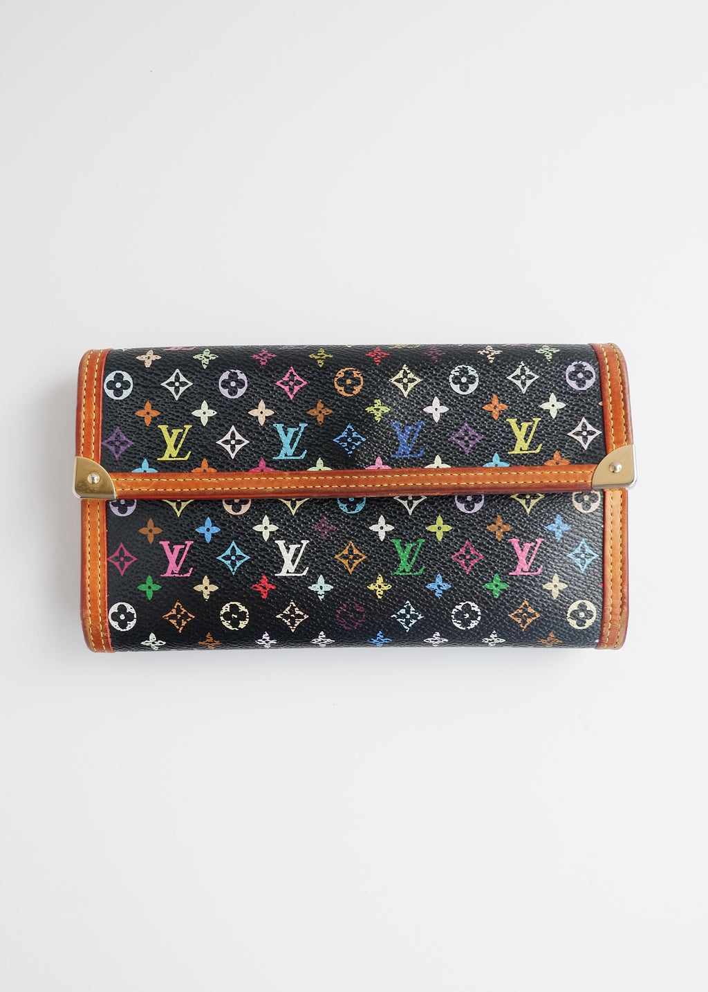 Portefeuille long Louis Vuitton noir multi d'occasion authentique