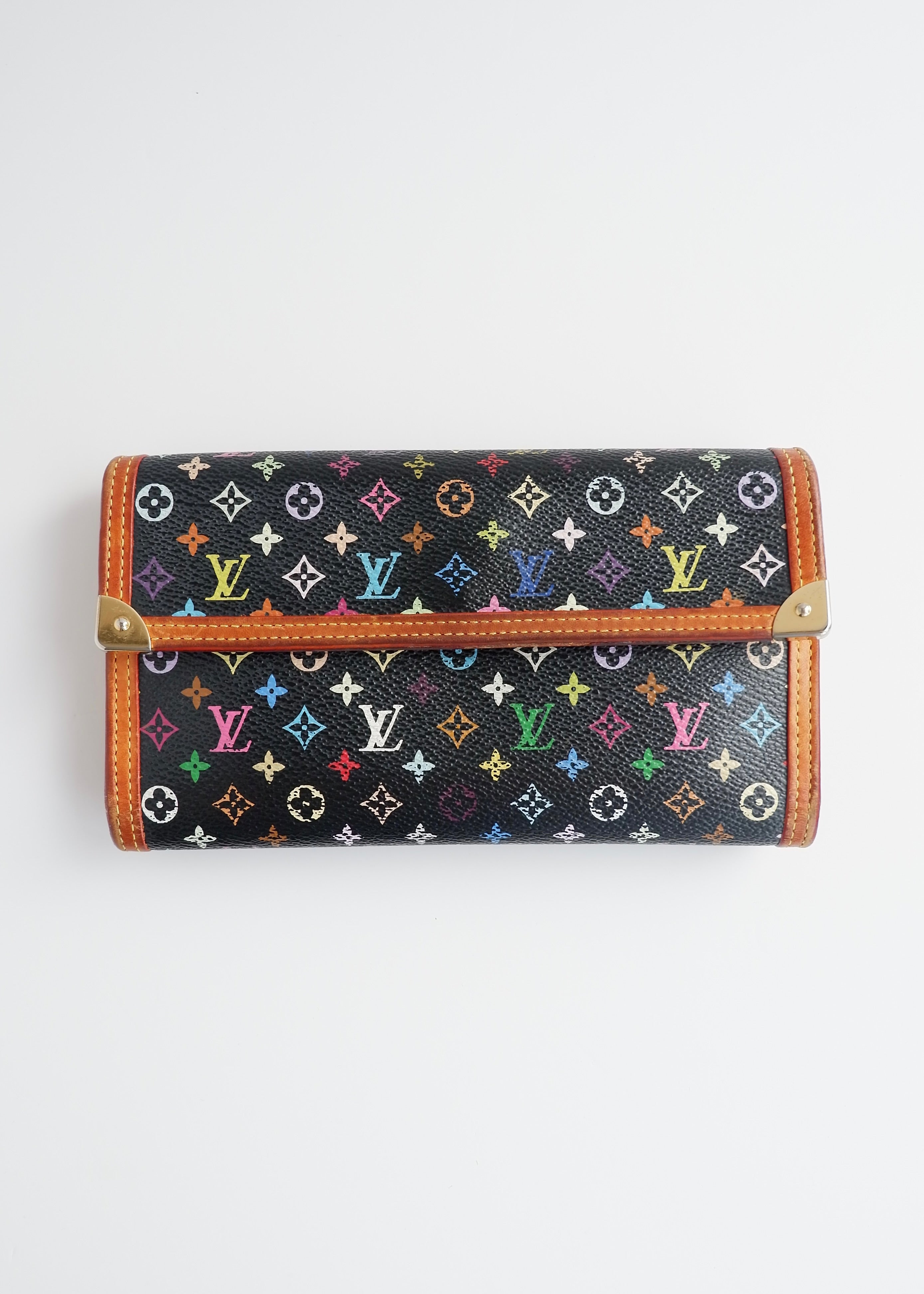 Portefeuille long Louis Vuitton noir multi d'occasion authentique