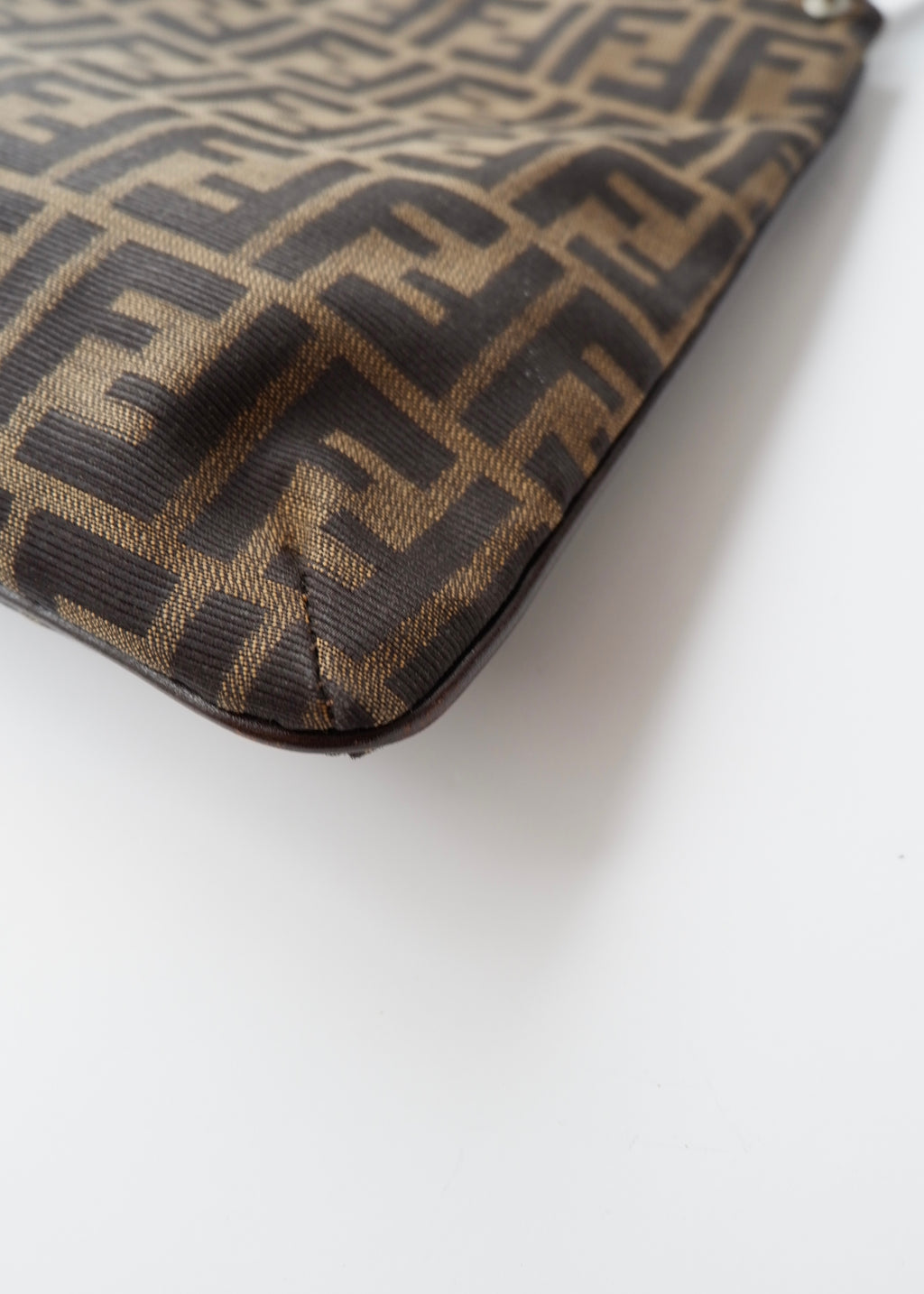 Preowned Vintage Fendi Brown Zucca Canvas/ Leather Shoulder Bag