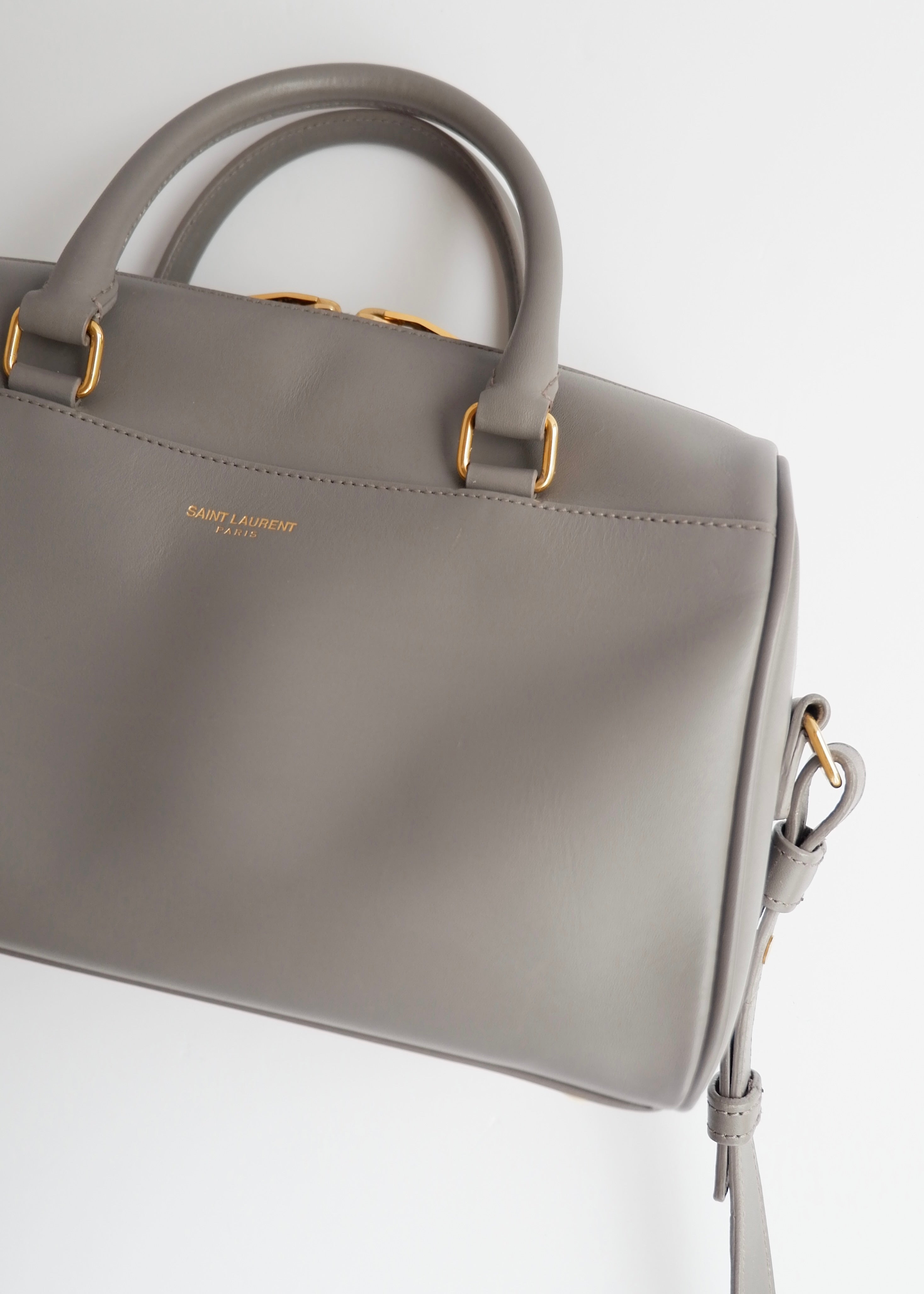 Authentic Preowned Saint Laurent Grey Leather Baby Two Way Duffle