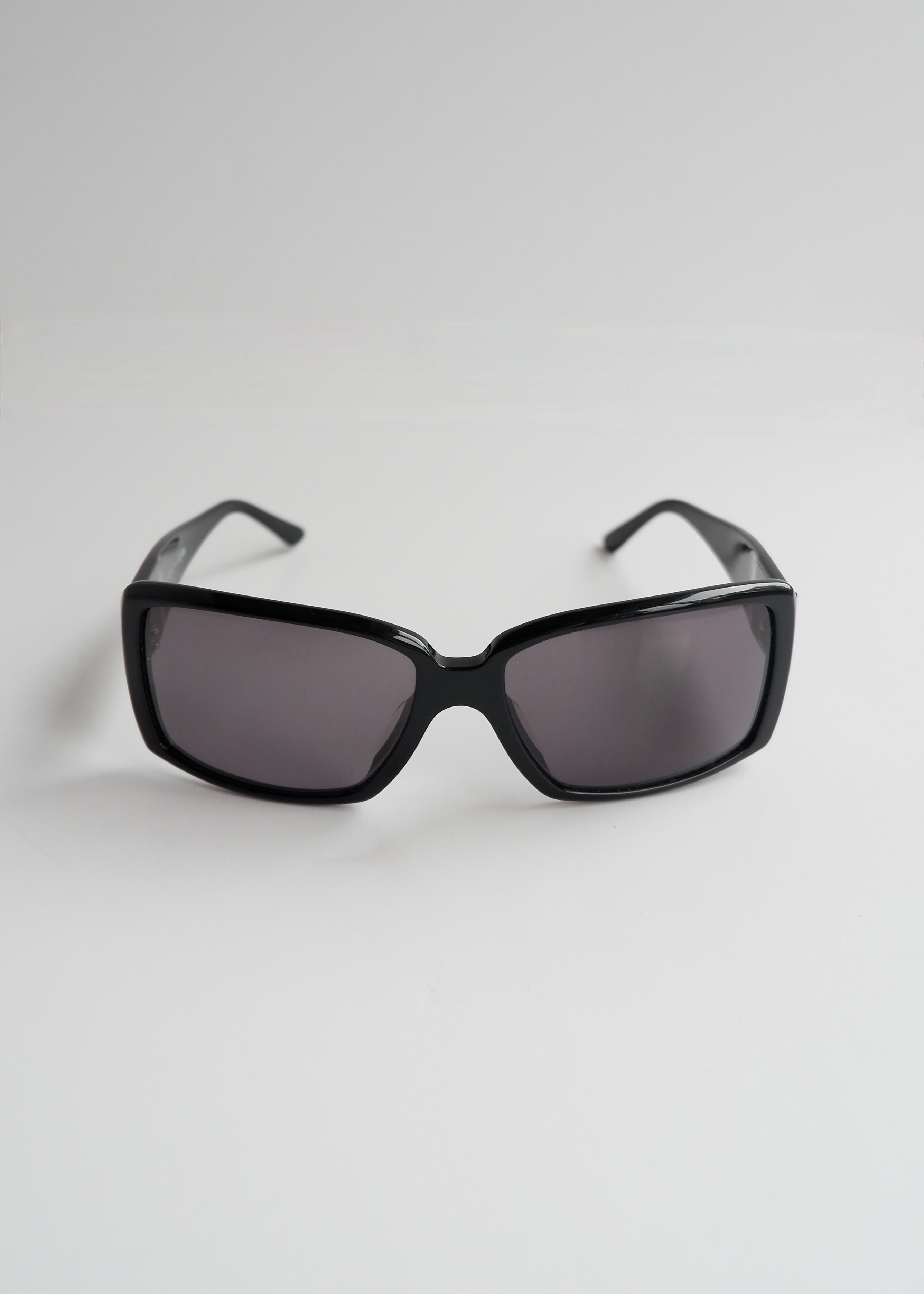 Authentic Preowned Chane Black Square Frame Rhinestone Sunglasses