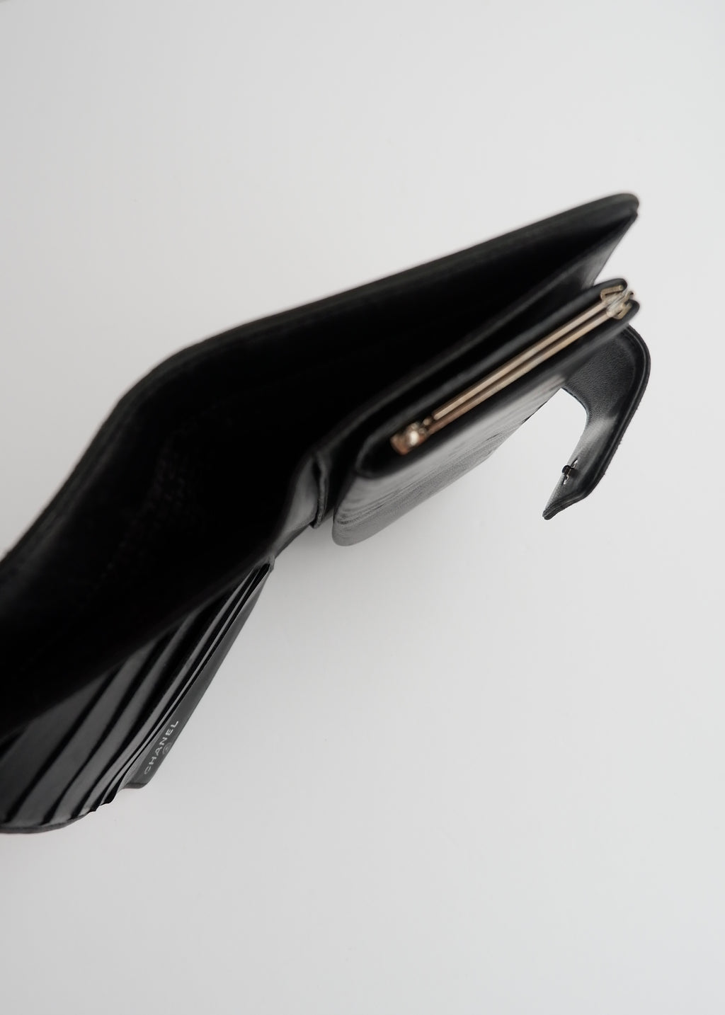 Authentic Preowned Chanel Black Lambskin Long Fold Wallet